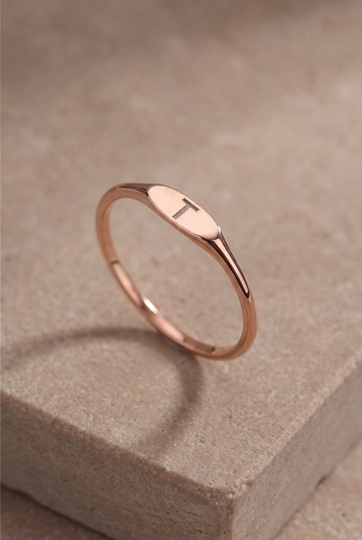 Personalized Initial Slim Marquise Signet Ring – product detail