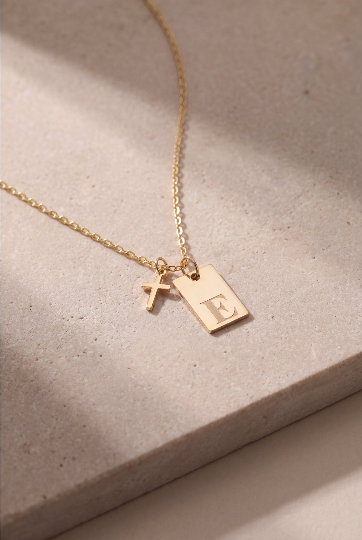 Personalized Initial Tag & Cross Necklace – product detail