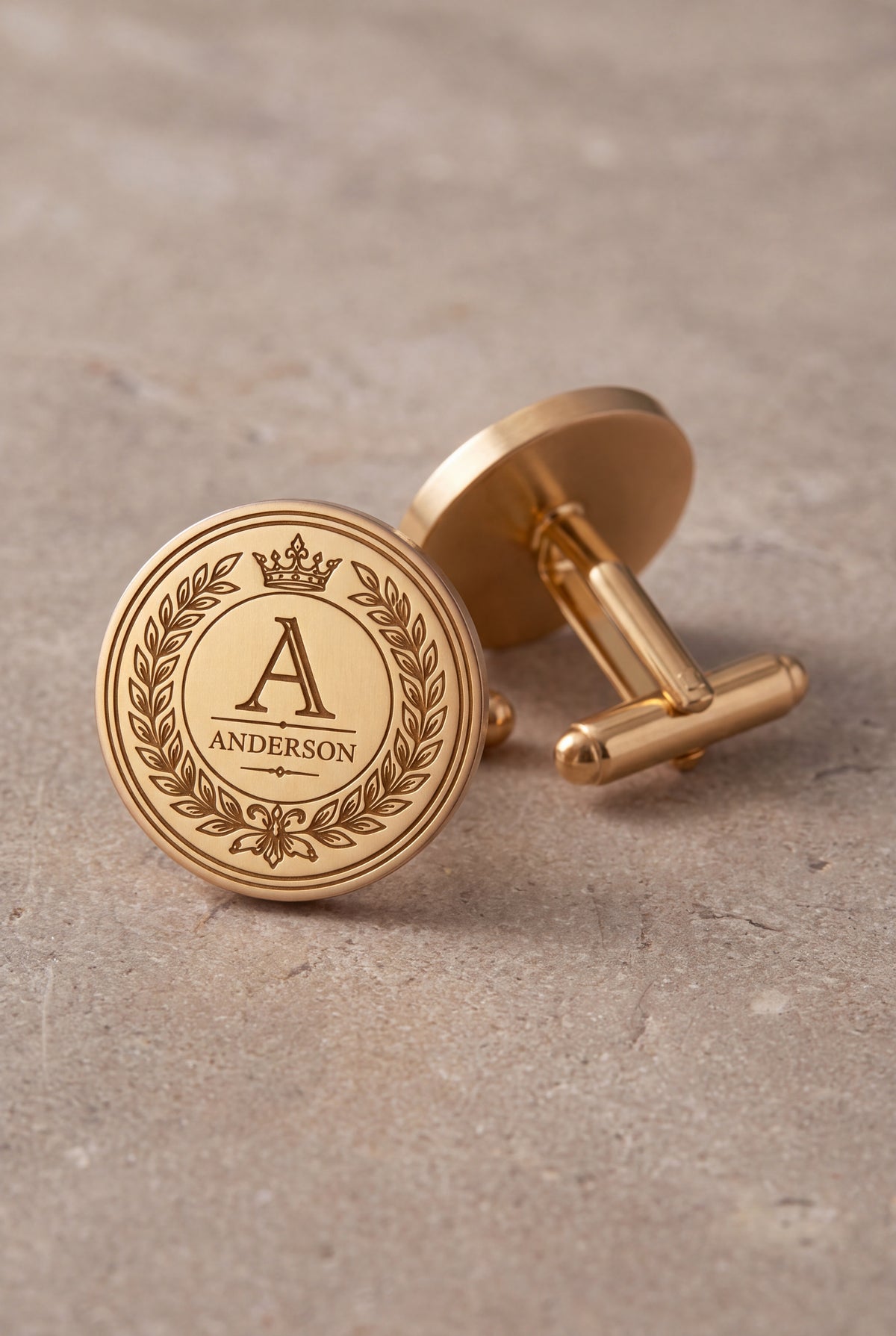 Personalized Laurel Wreath Initial & Surname Cufflinks – product detail