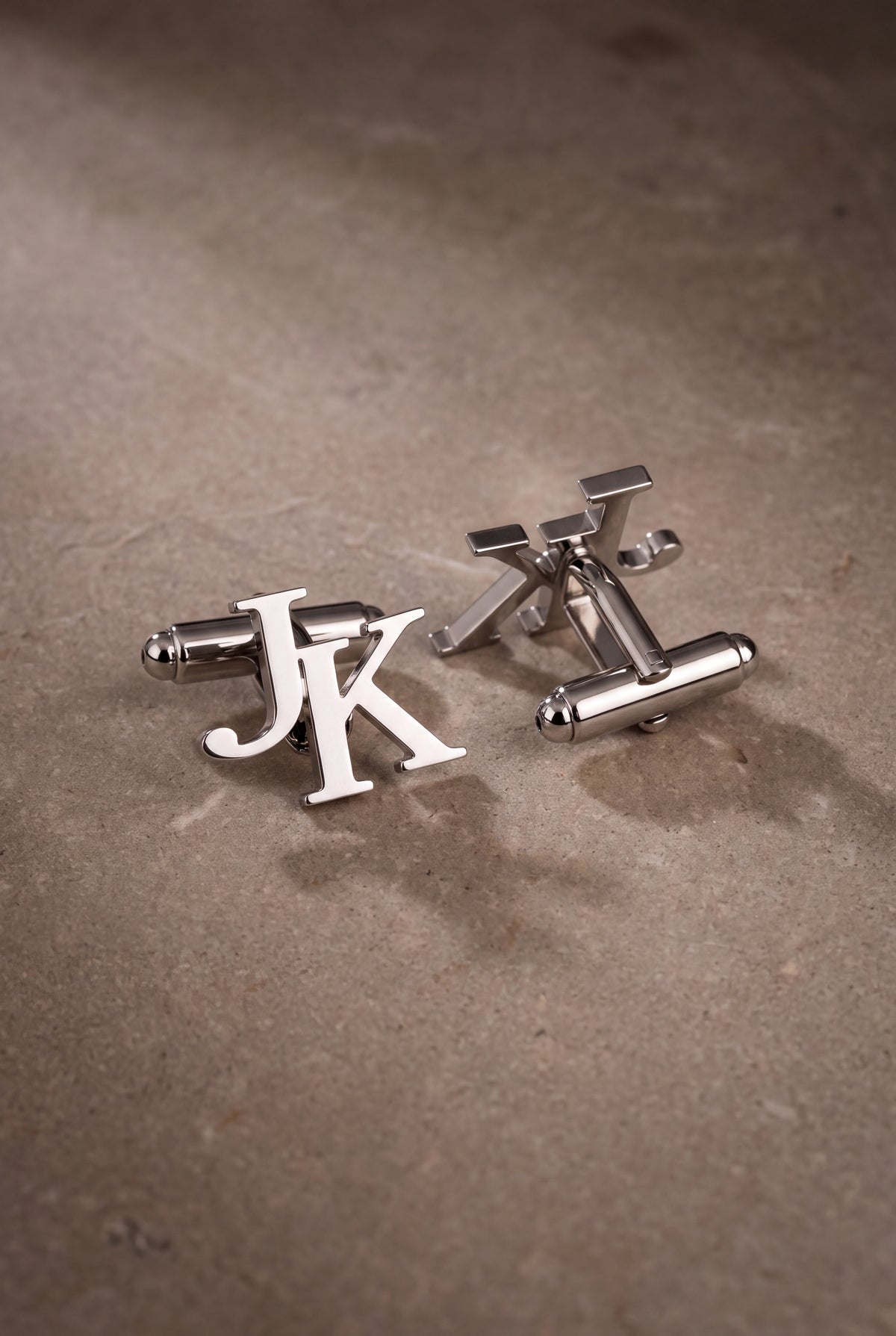 Personalized Mirror-Polished Serif Initial Cufflinks – product detail