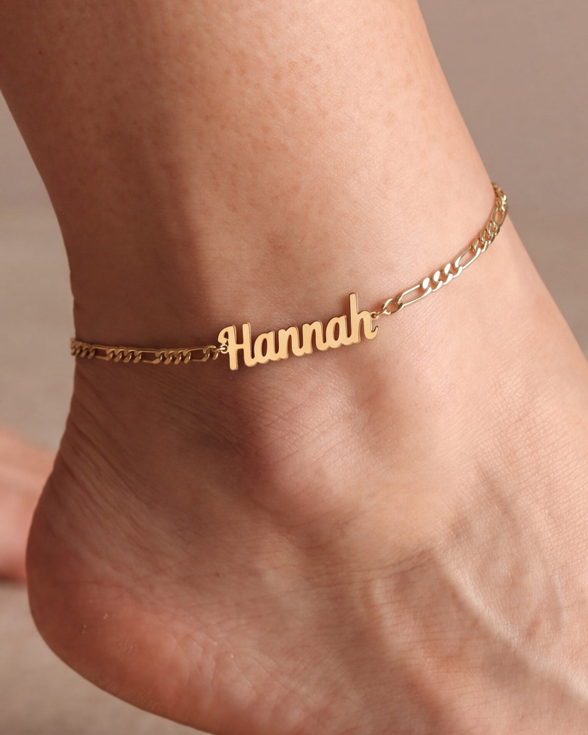 Personalized Name Figaro Chain Anklet – close-up