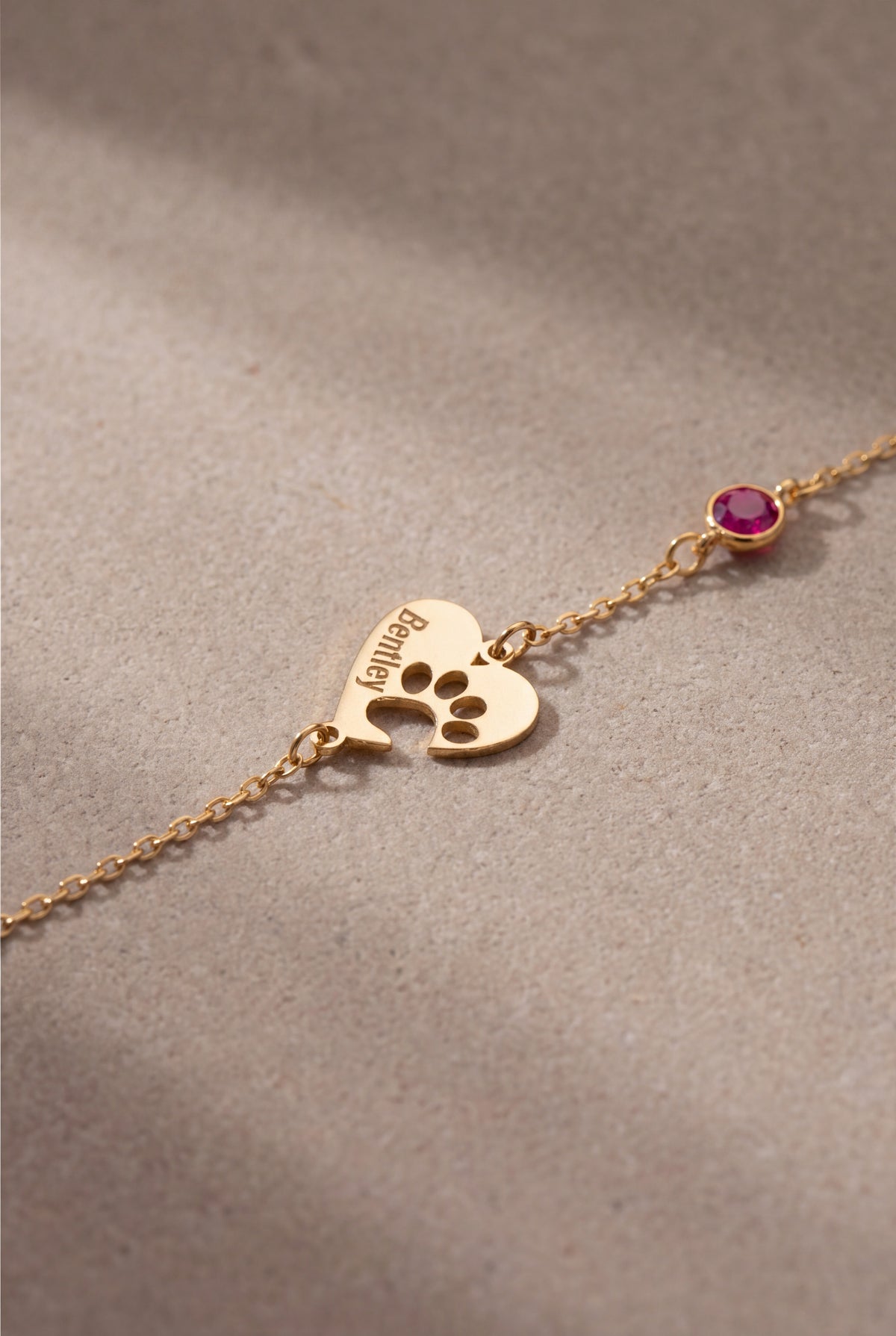Personalized Pet Name & Birthstone Heart Bracelet – product detail