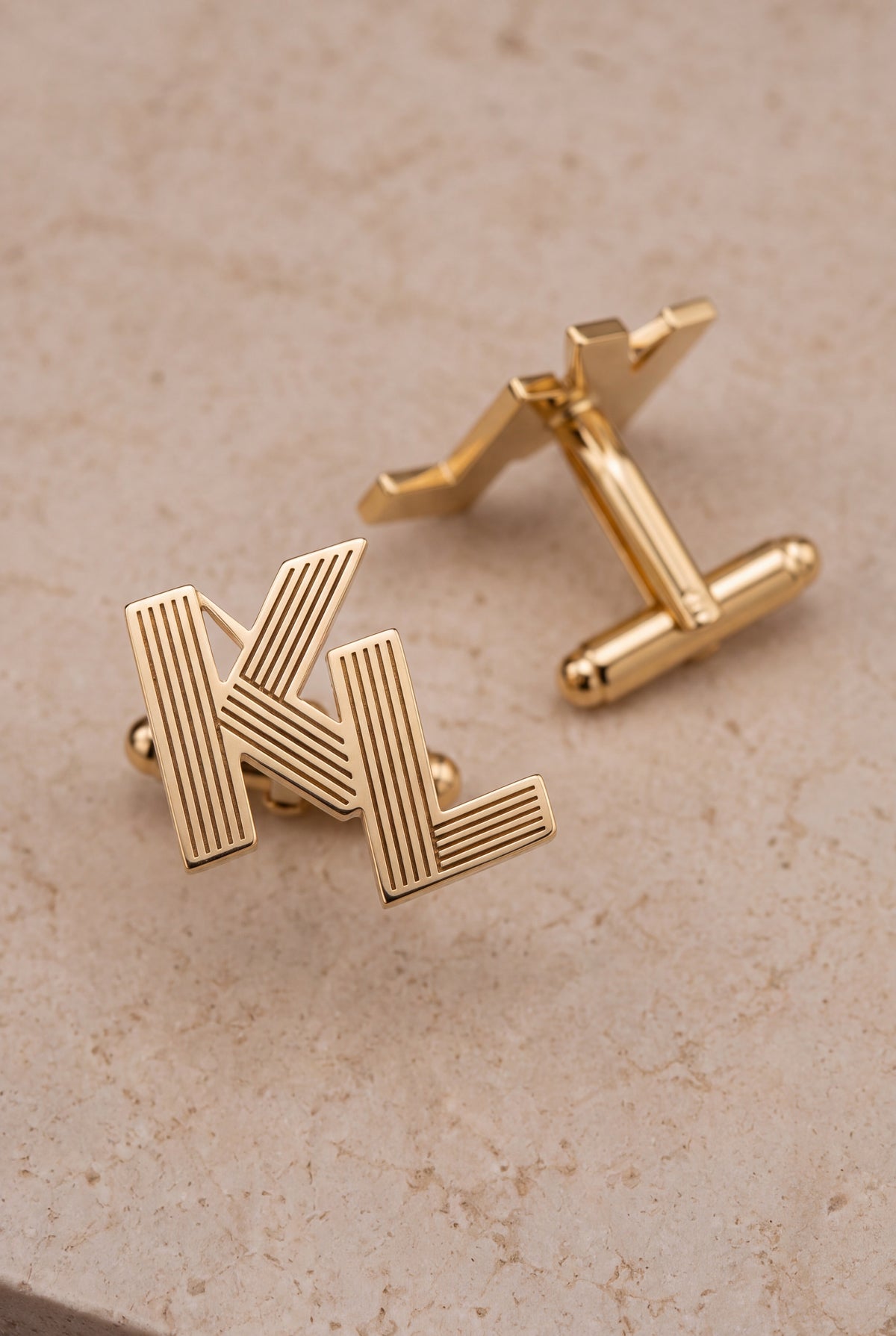 Personalized Pinstripe Block Initial Cufflinks – product detail