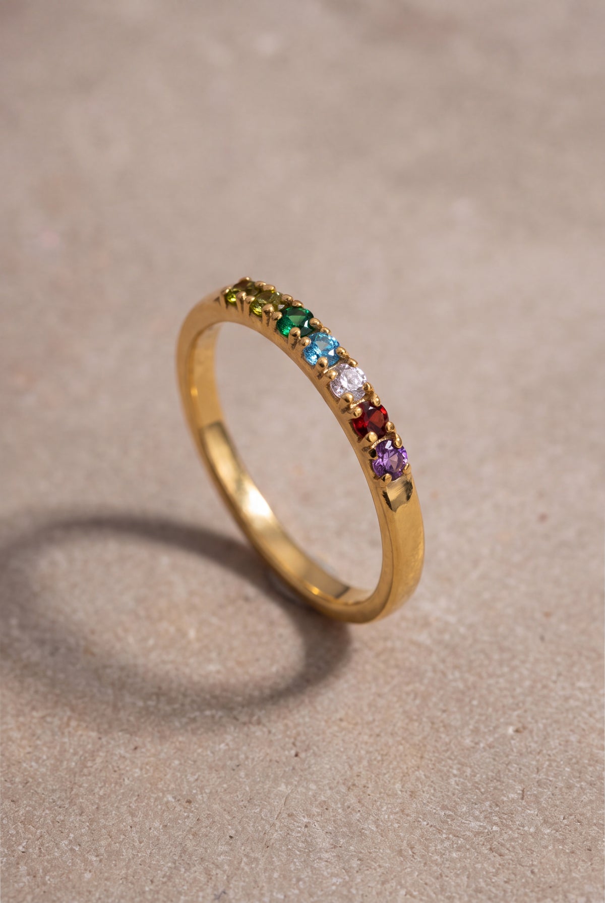 Personalized Seven Birthstone Band Ring – product detail