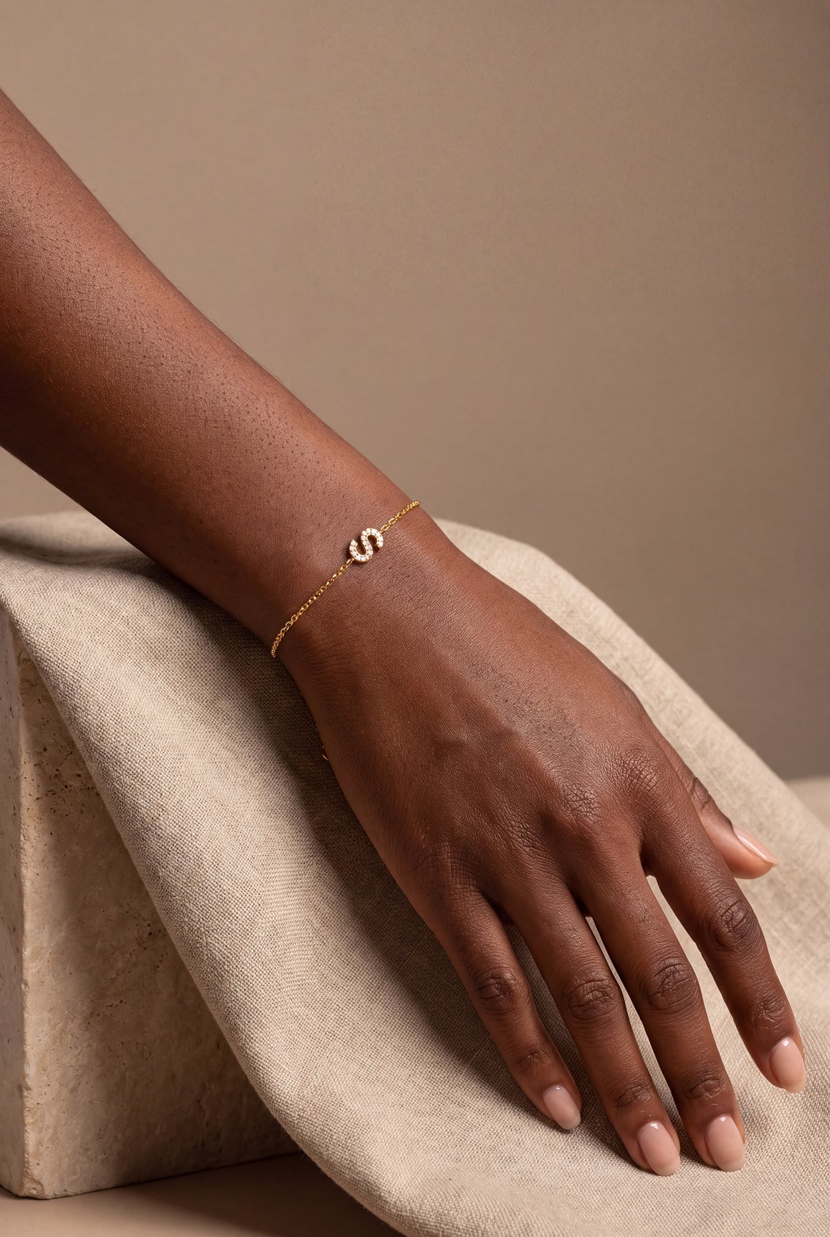 Personalized Sparkling Initial Bracelet – on model, second view