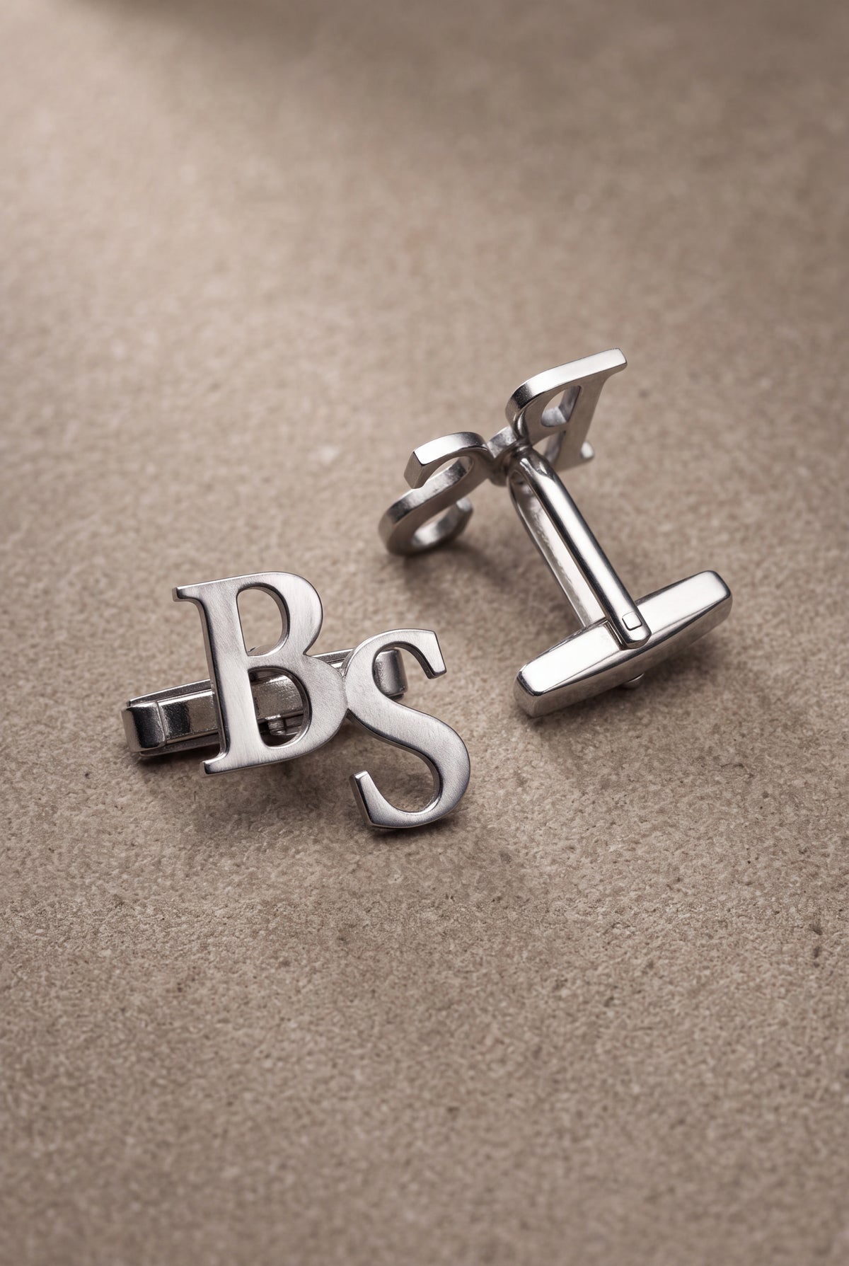 Personalized Staggered Serif Initial Cufflinks – product detail