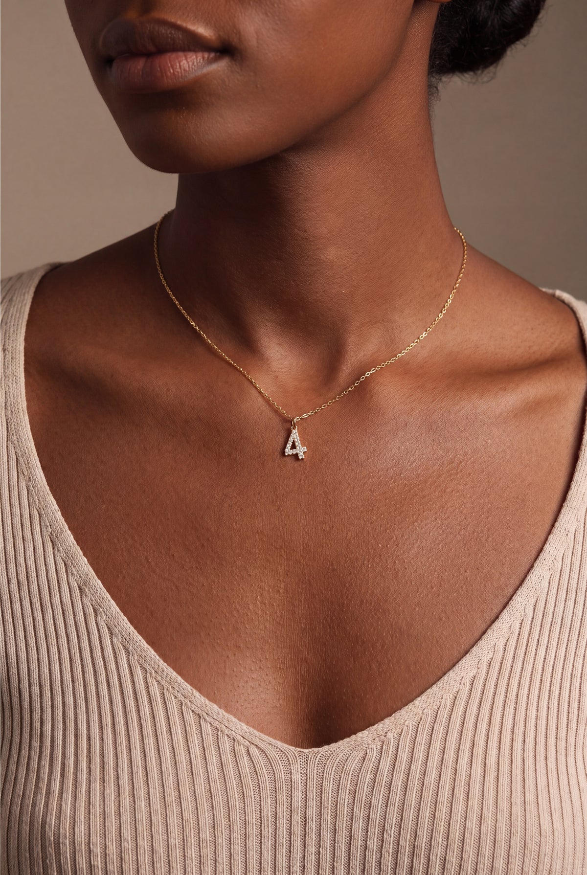 Personalized Stone-Set Number Necklace – on model