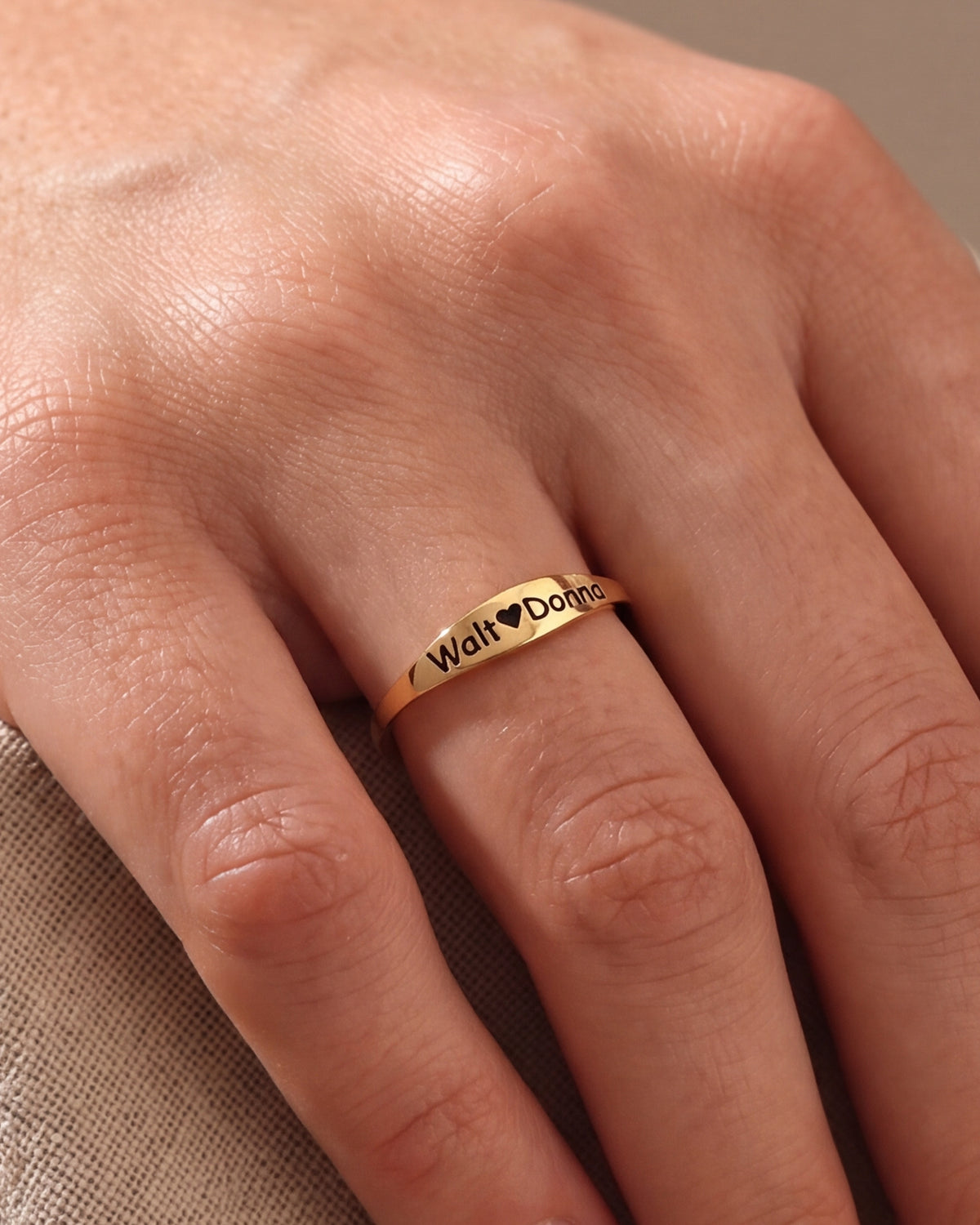 Personalized Two Names & Heart Ring – close-up