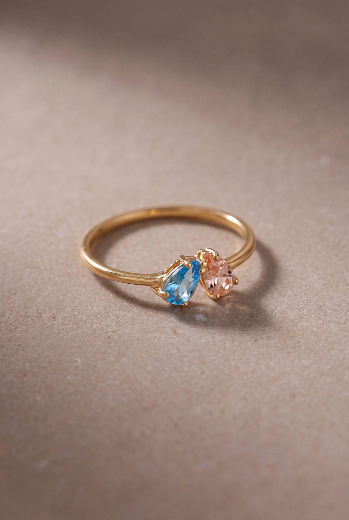 Personalized Two Teardrop Birthstone Ring – product detail