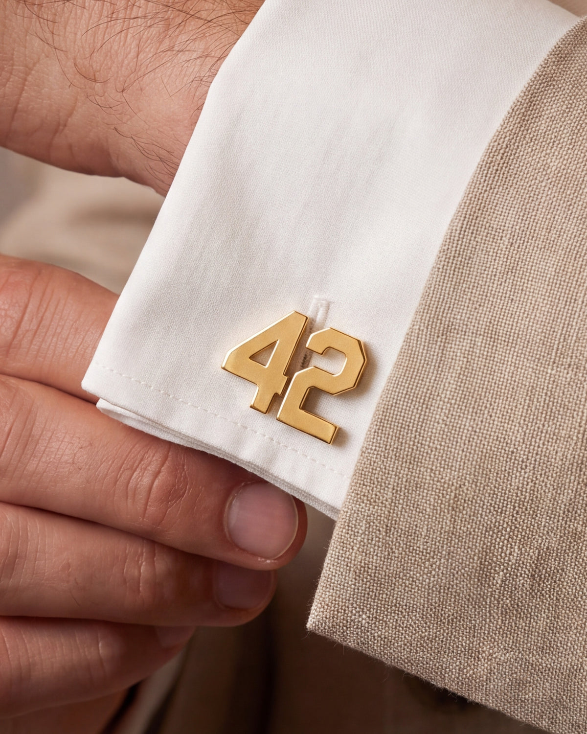 Personalized Varsity Number Cufflinks – close-up