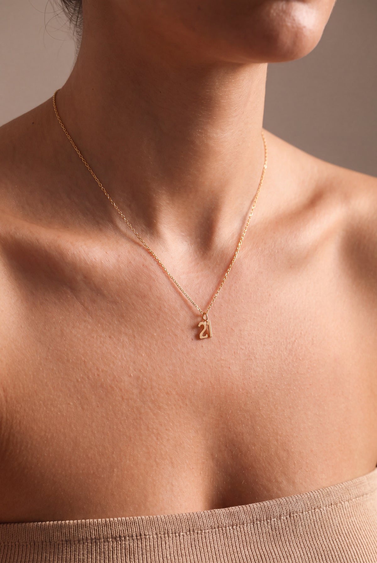 Personalized Varsity Number Necklace – on model