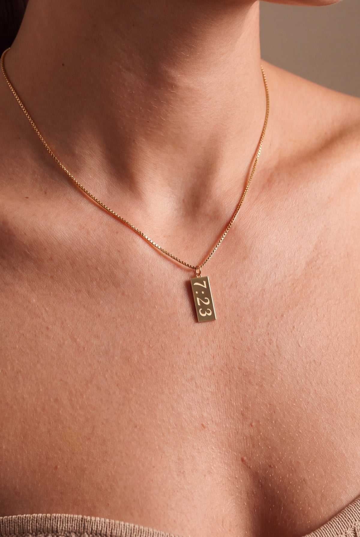 Personalized Vertical Bar Necklace – on model