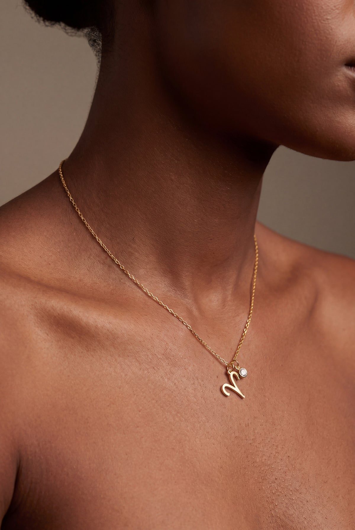 Personalized Zodiac Symbol Necklace – on model, second view