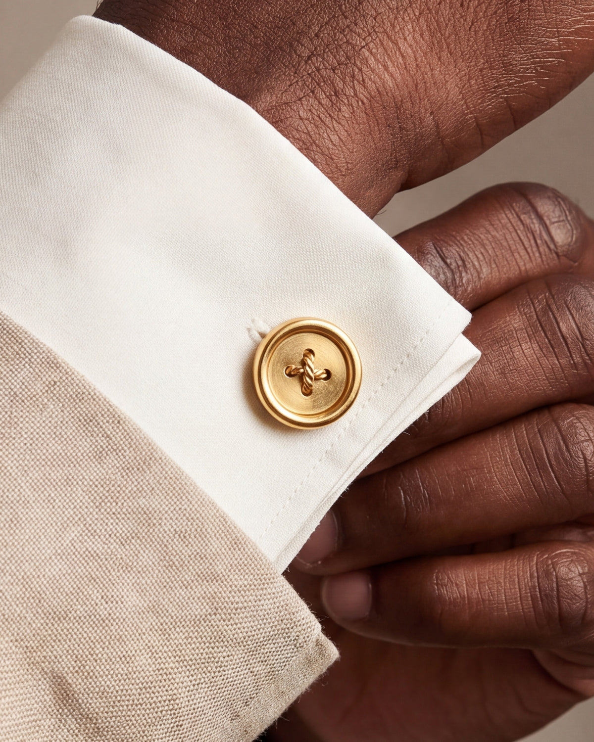 Sewing Button Cufflinks – close-up