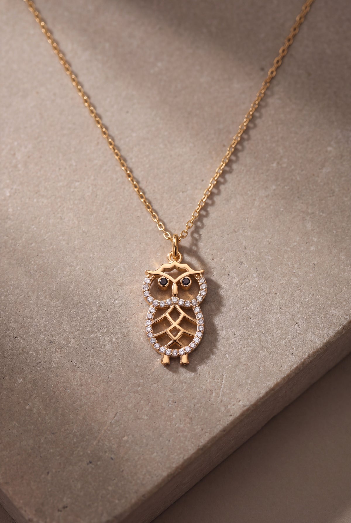 Stone-Set Owl Necklace – product detail