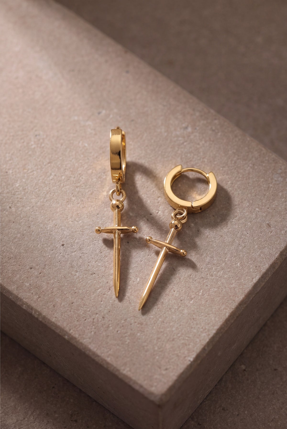 Sword Drop Huggie Earrings – product detail