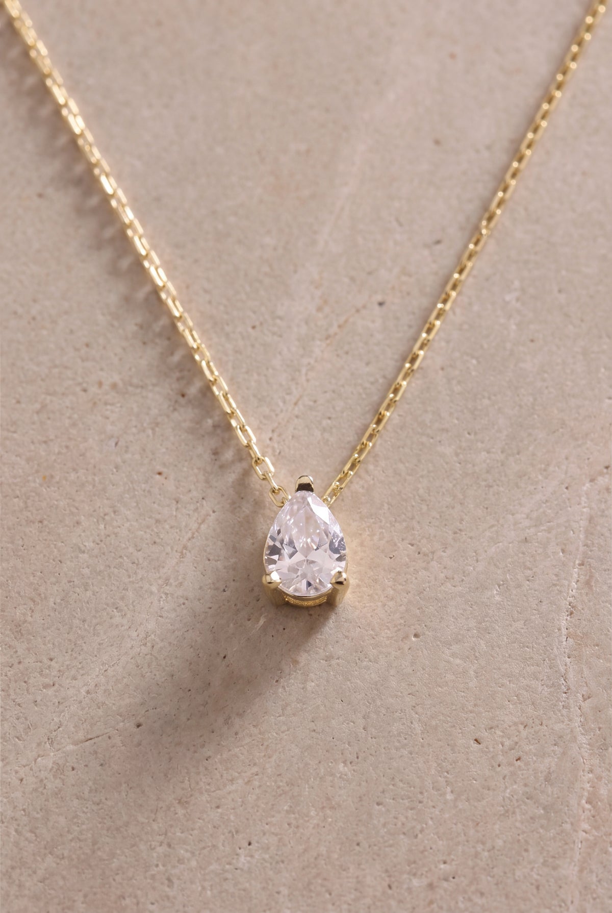 Teardrop Stone Solitaire Necklace – product detail