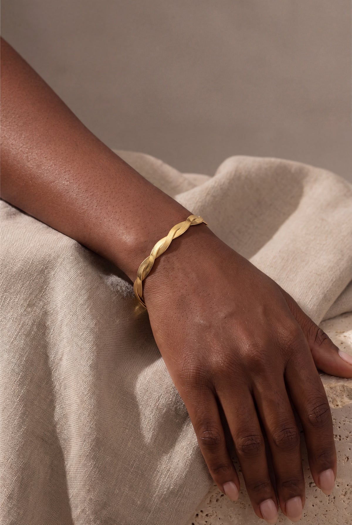 Twisted Herringbone Chain Bracelet – on model, second view