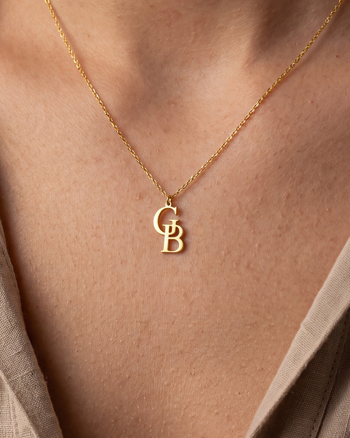 Two-Letter Monogram Necklace – close-up