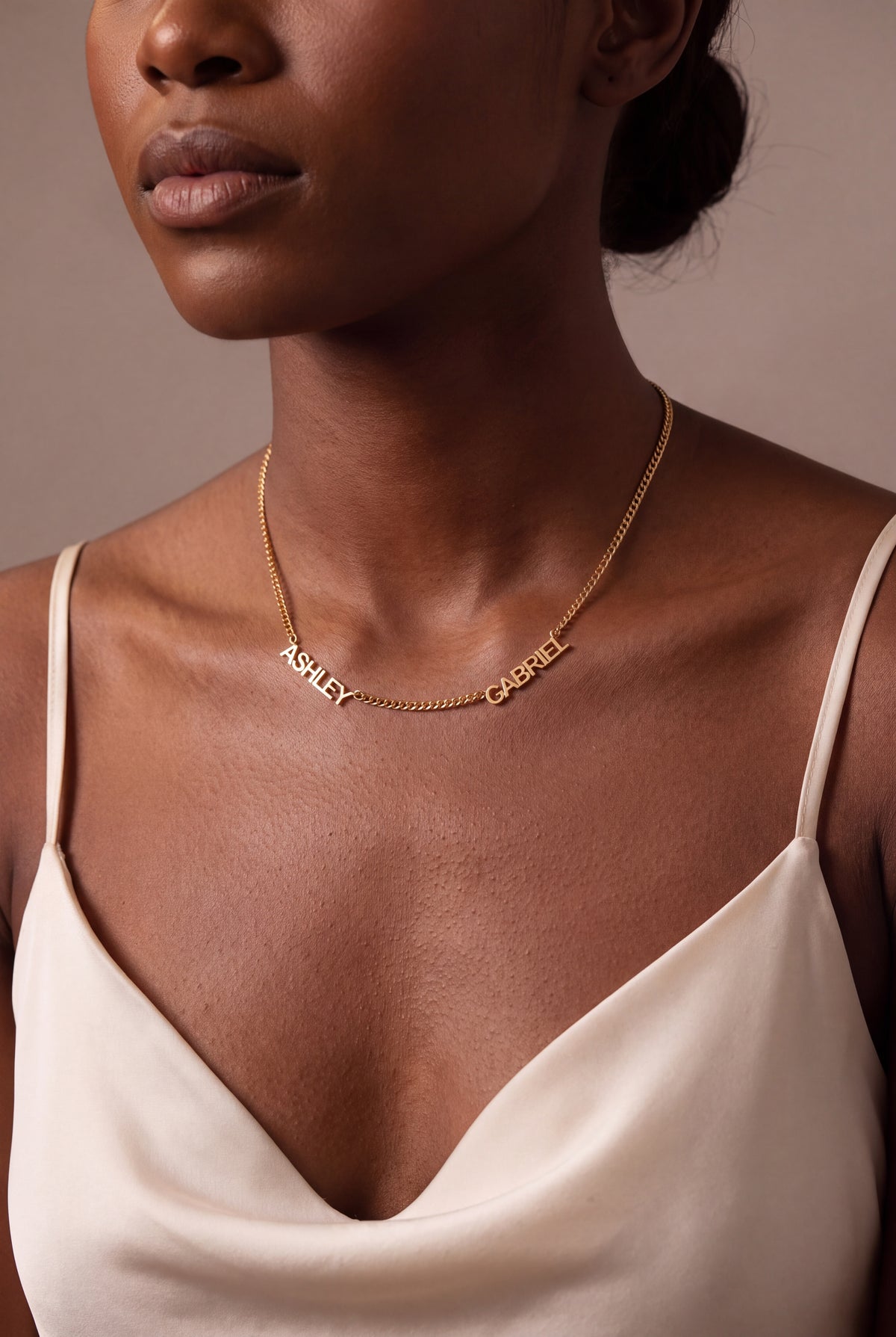 Two Name Couple Necklace – on model