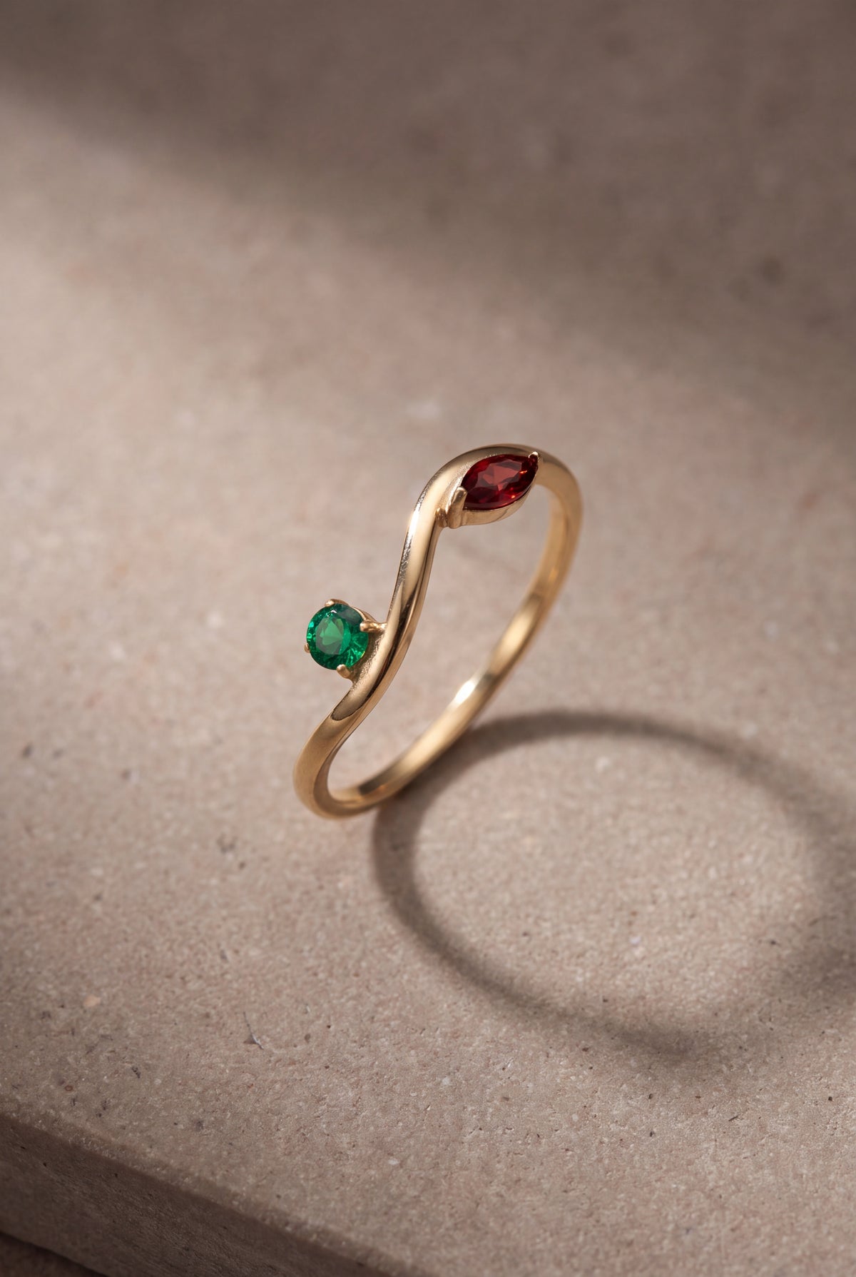 Wave Ring with Two Stones – product detail