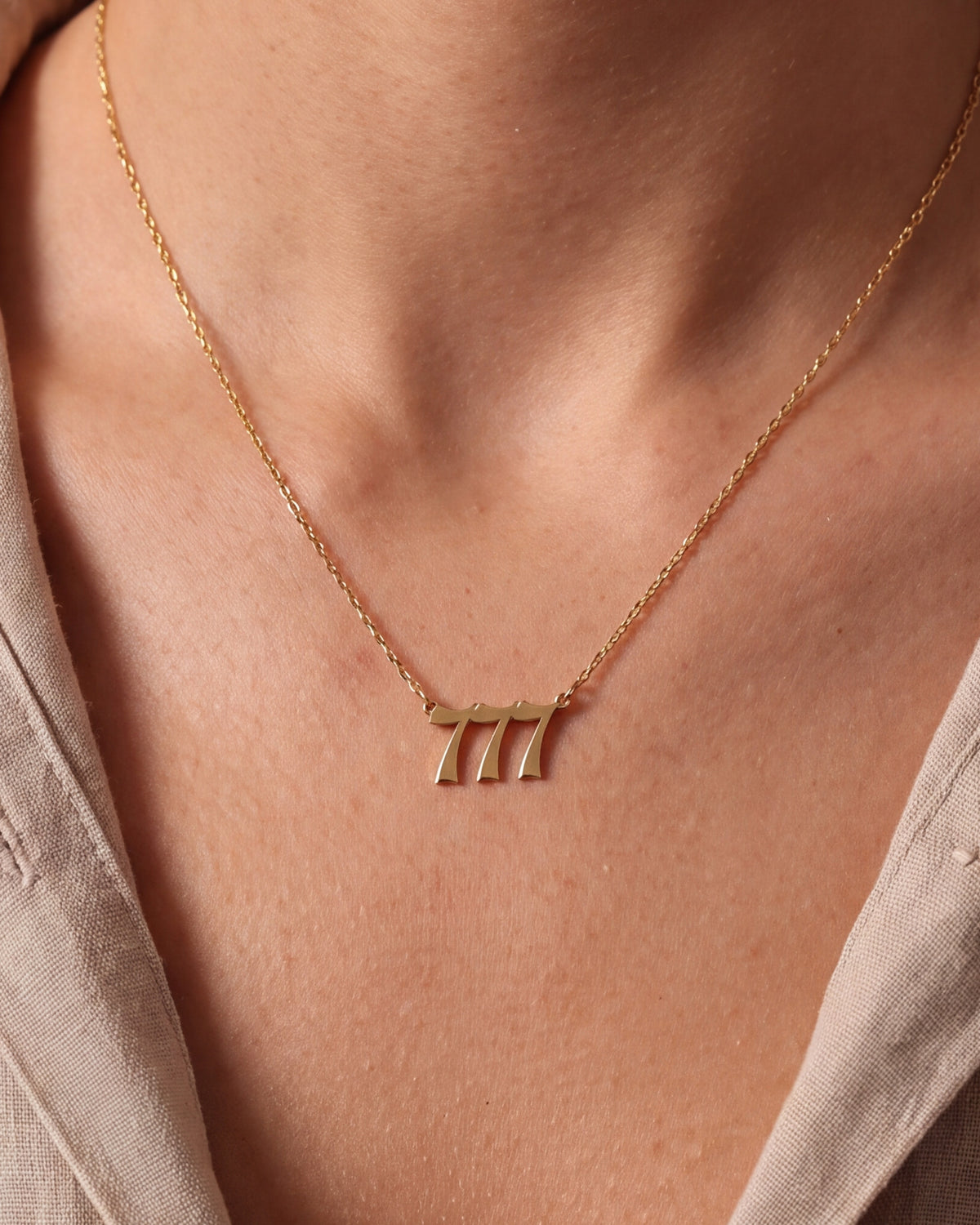777 Angel Number Necklace – close-up