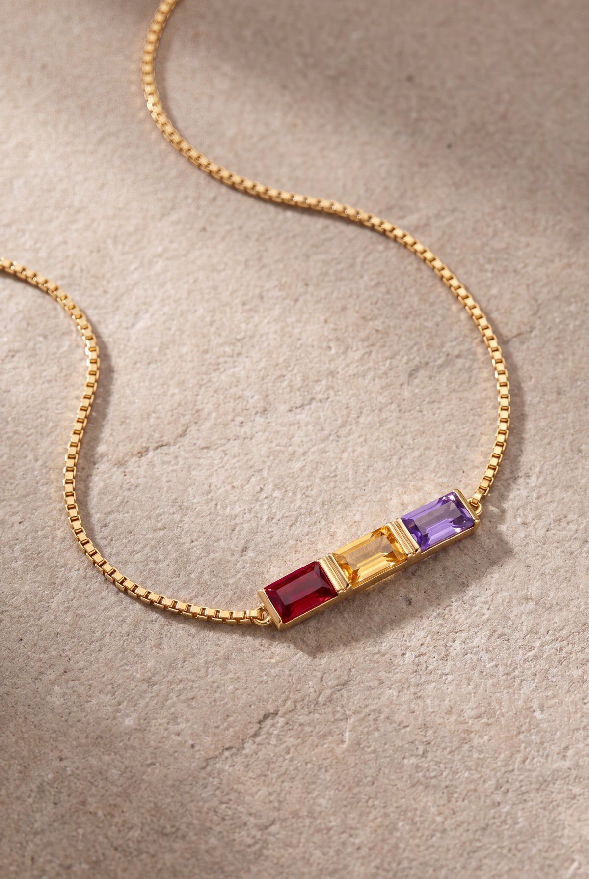 Baguette Birthstone Anklet – product detail
