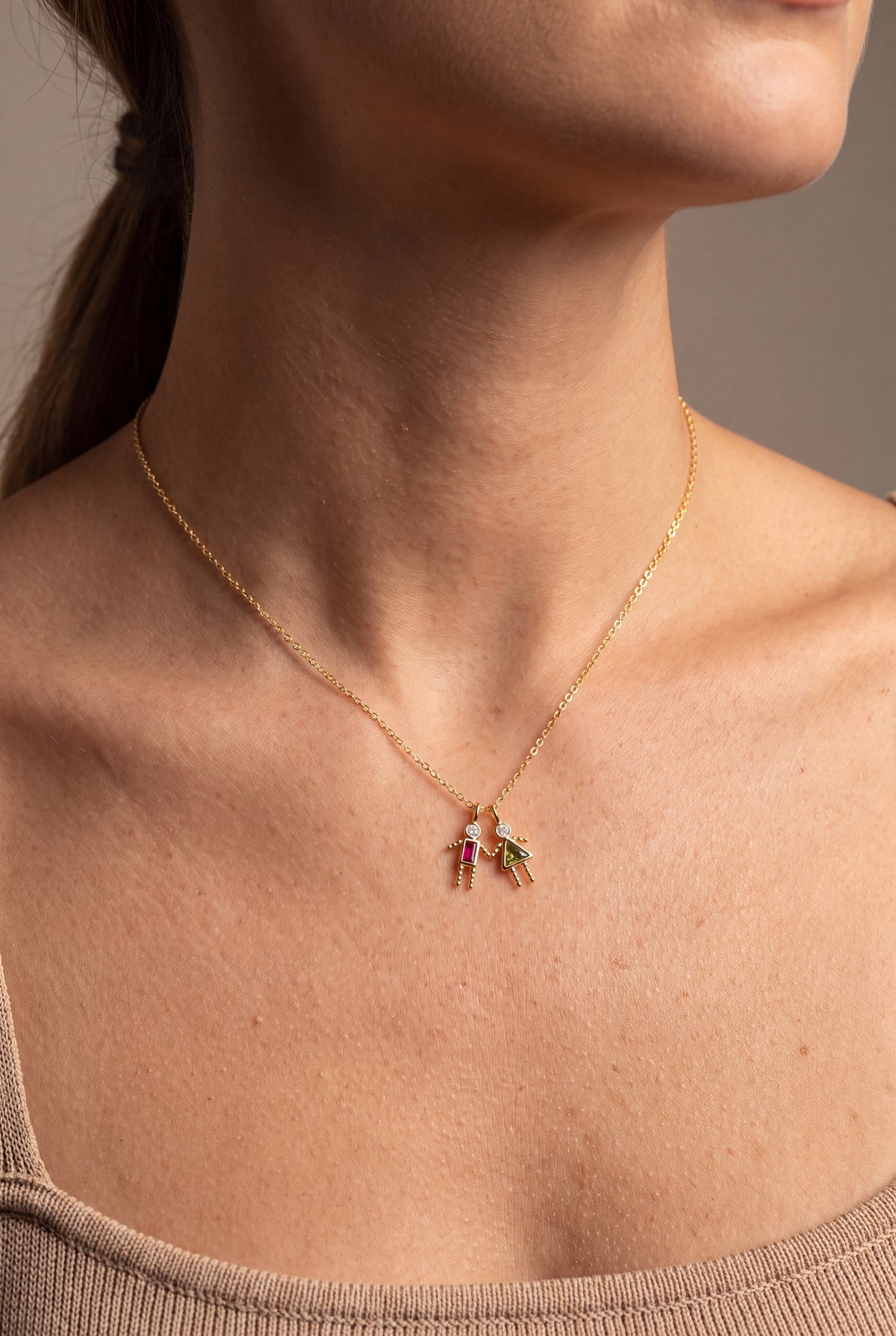 Birthstone Kids Charm Necklace – on model