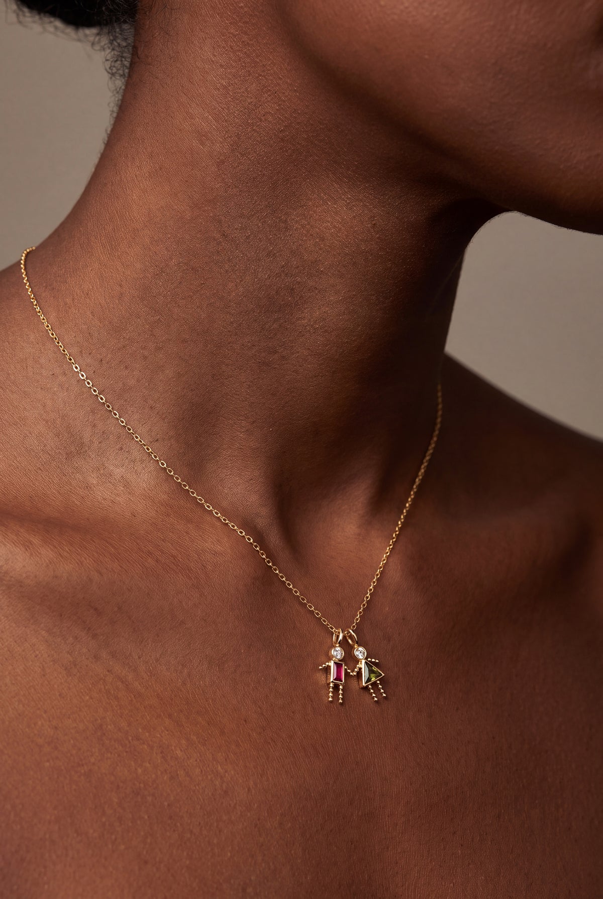 Birthstone Kids Charm Necklace – on model, second view