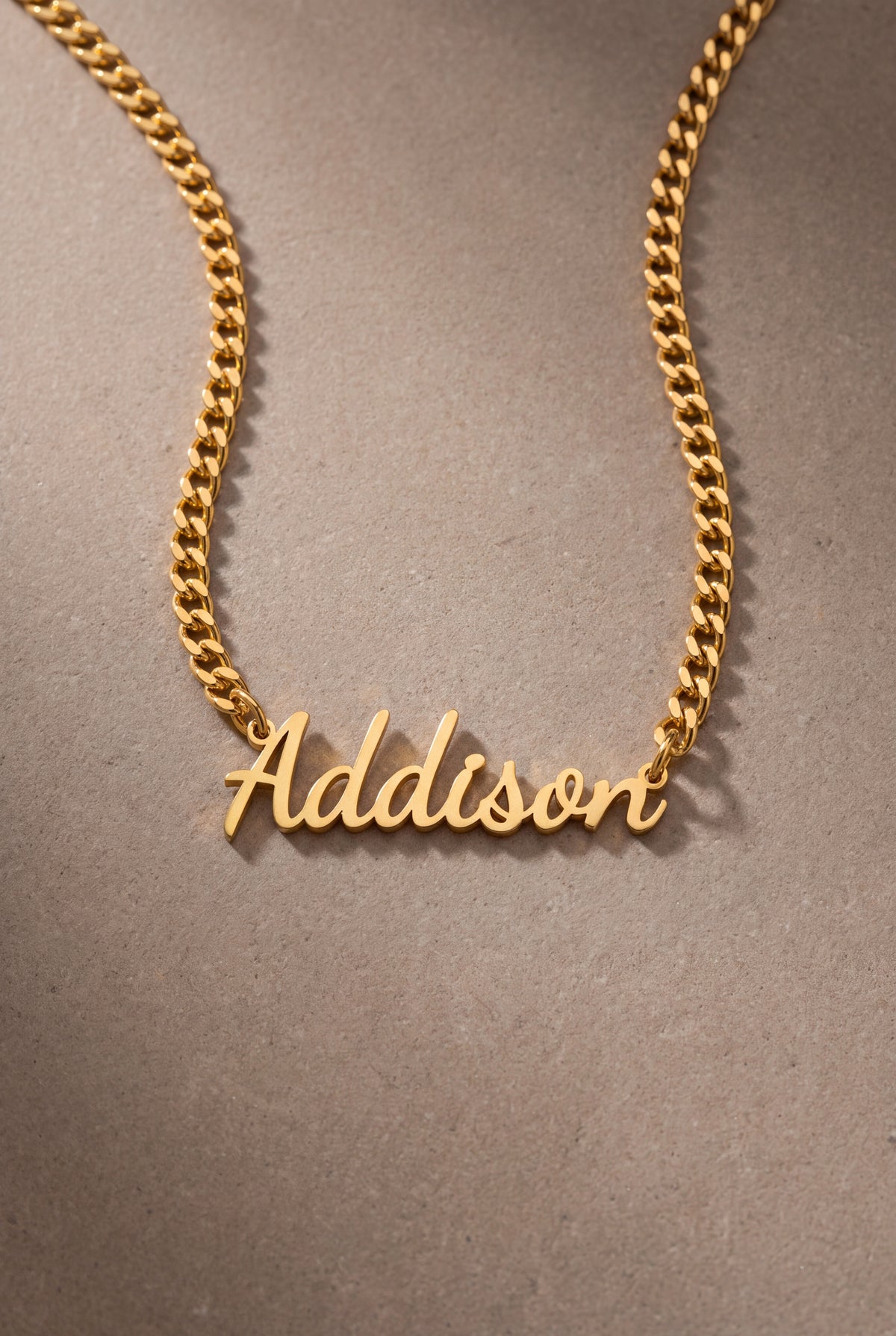 Classic Script Name Necklace on Curb Chain – product detail