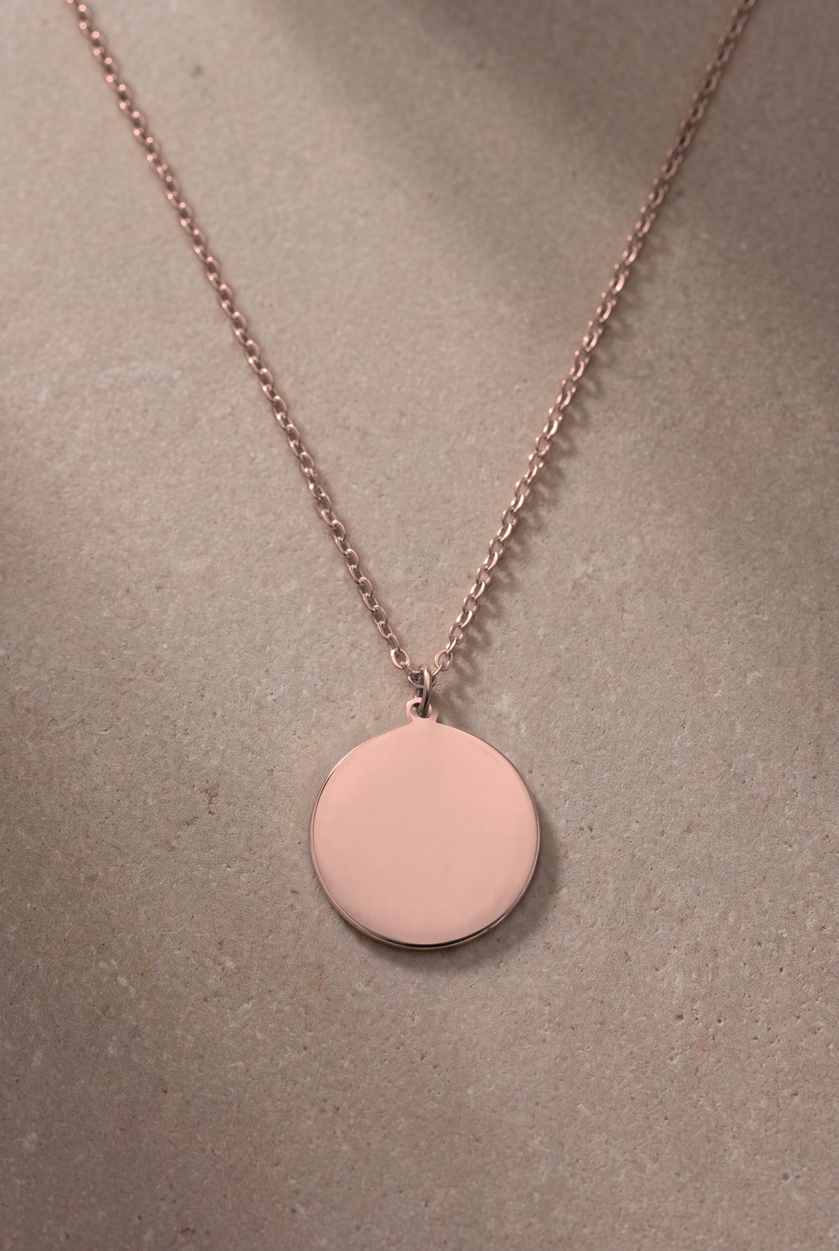 Couple Portrait Disc Necklace – blank rose gold disc: upload your photo to see it engraved here