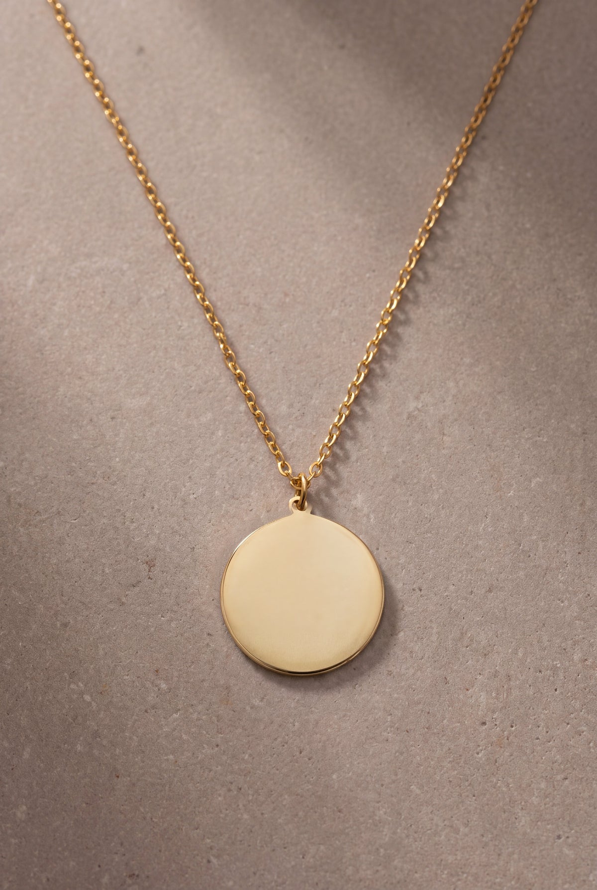 Couple Portrait Disc Necklace – blank gold disc: upload your photo to see it engraved here