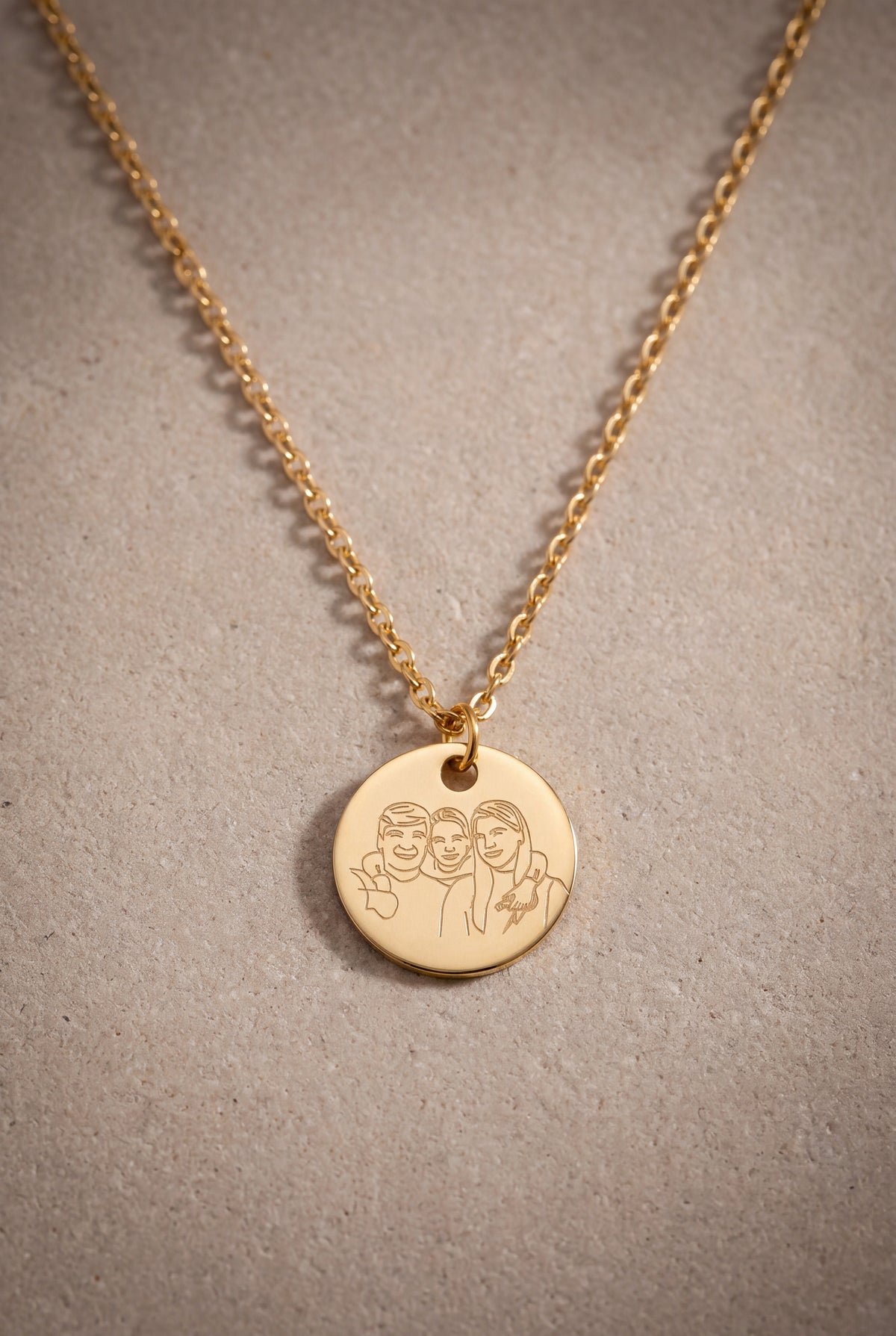 Dainty Family Portrait Disc Necklace – product detail