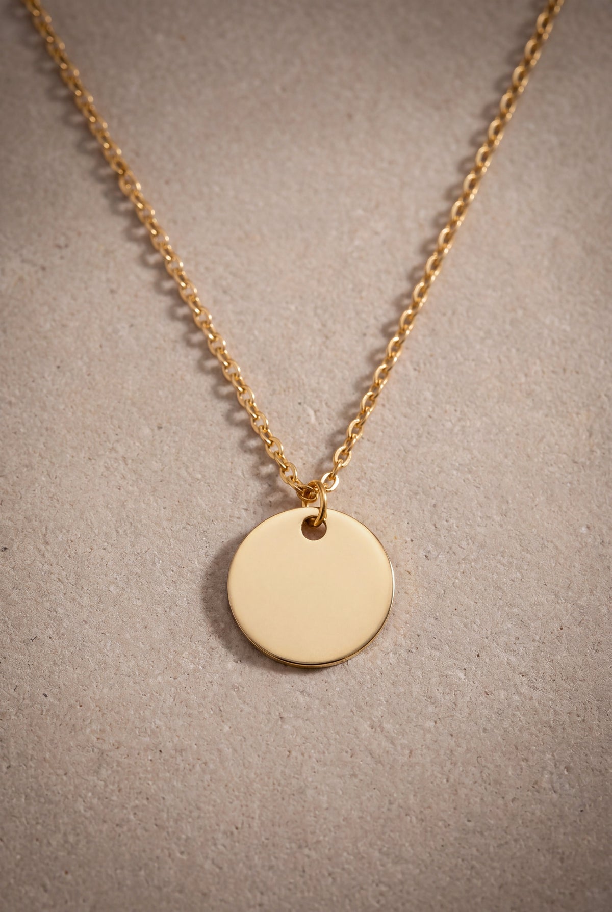 Dainty Family Portrait Disc Necklace – blank gold disc: upload your photo to see it engraved here