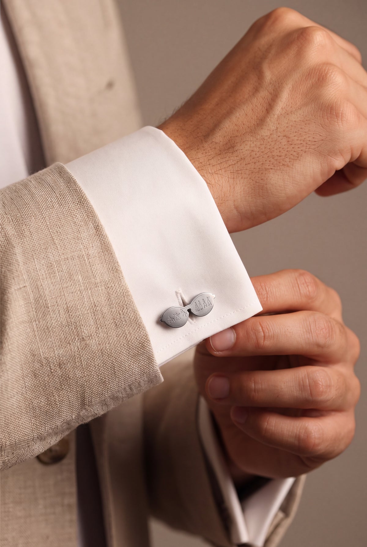 Double Leaf Cufflinks – on model