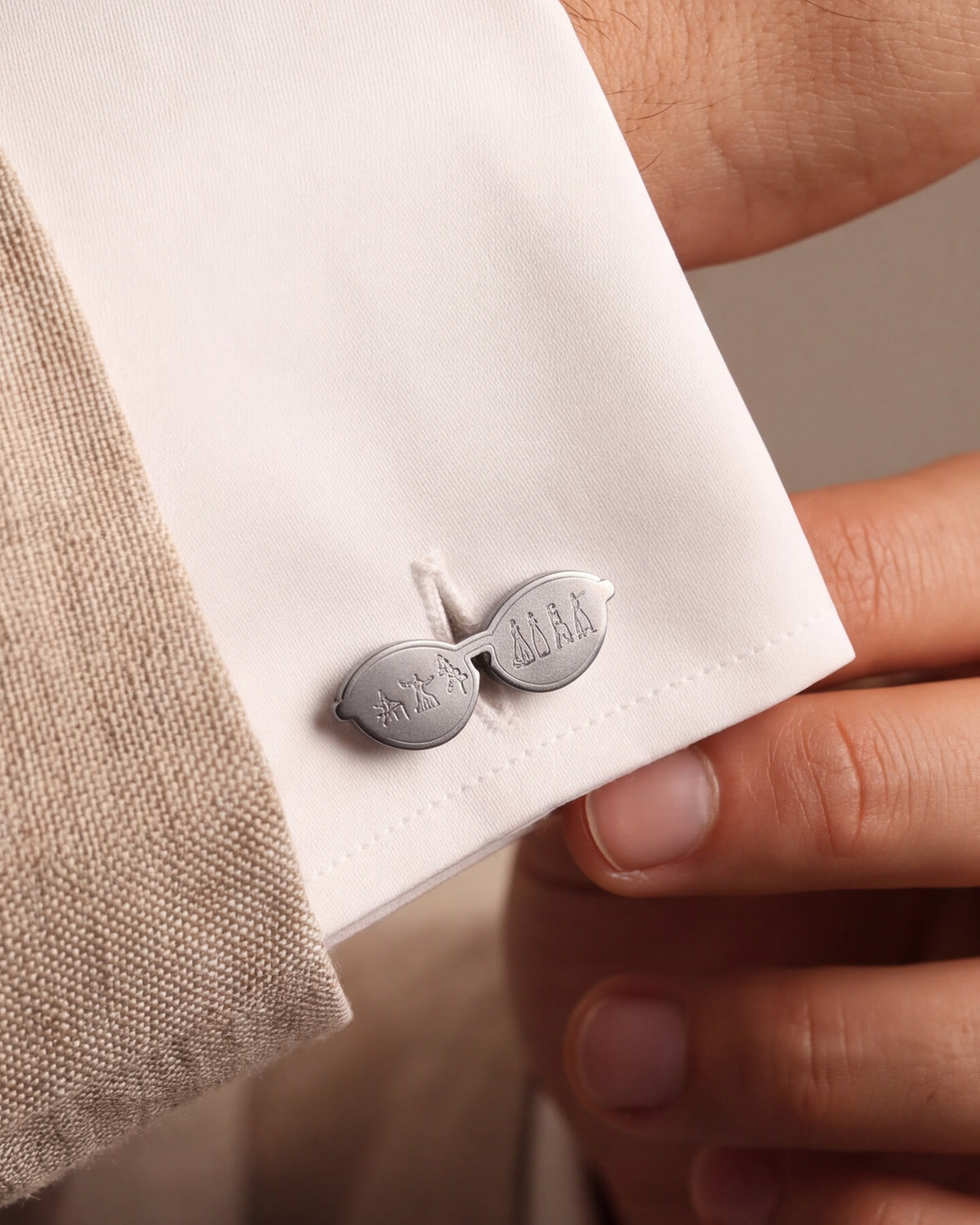 Double Leaf Cufflinks – close-up