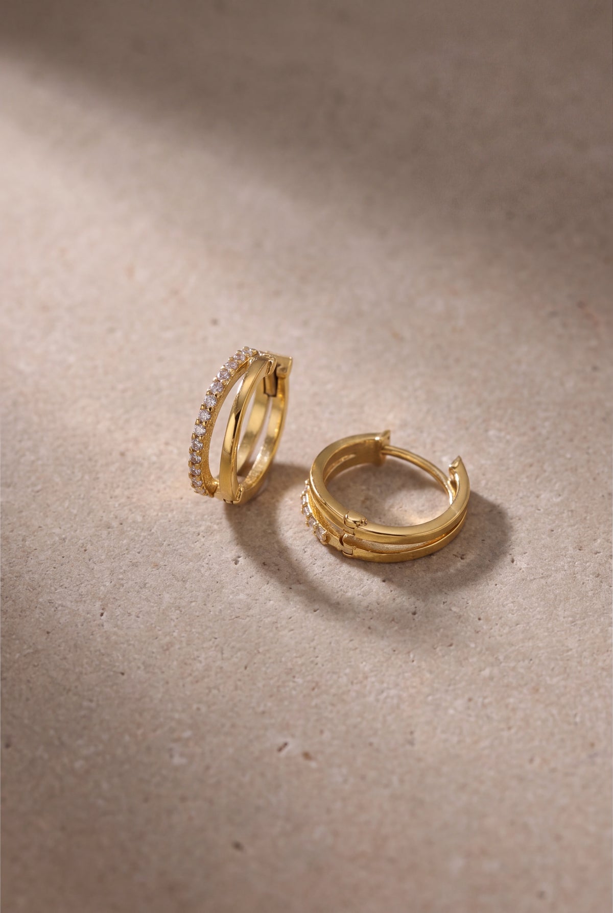 Double Row Stone-Set Huggie Hoop Earrings – product detail