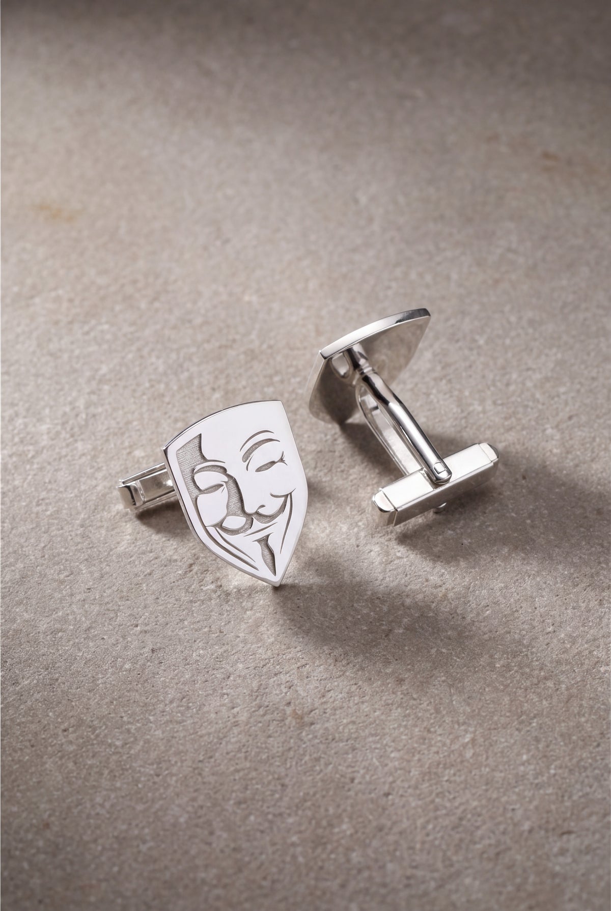 Engraved Mask Shield Cufflinks – product detail