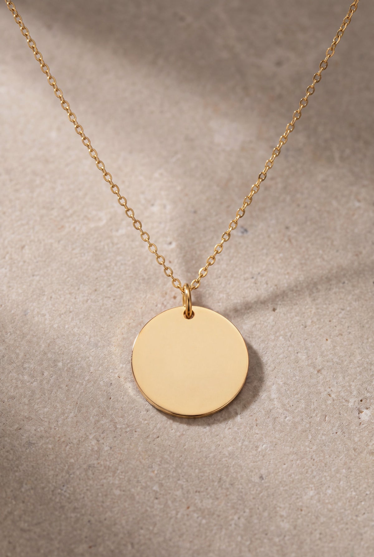 Family Line Art Disc Necklace – blank gold disc: upload your photo to see it engraved here