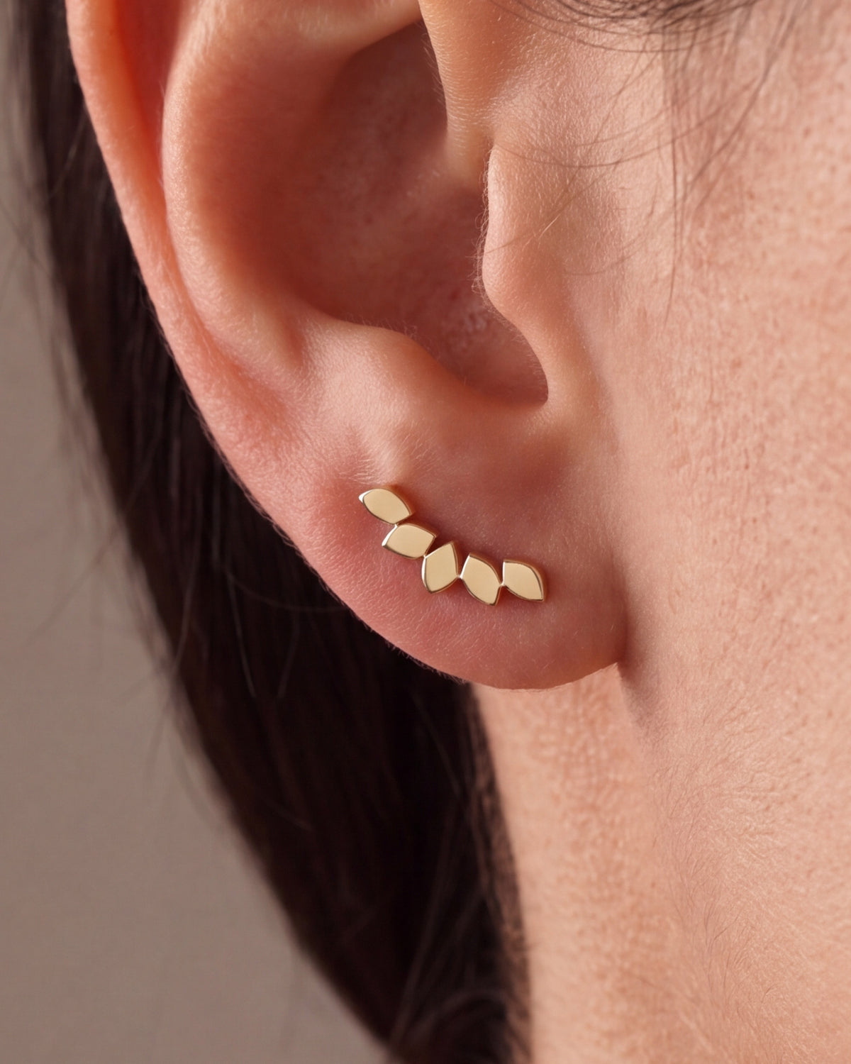 Five Leaf Ear Climber Earrings – close-up