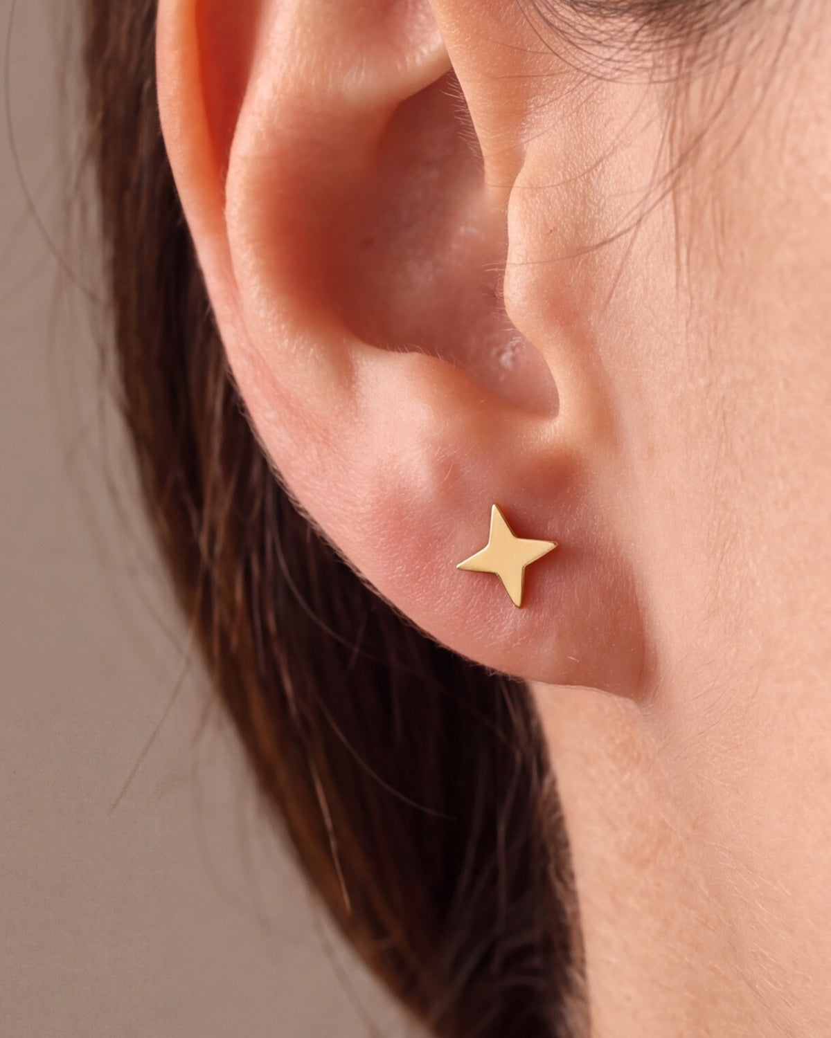 Four-Point Star Stud Earrings – close-up