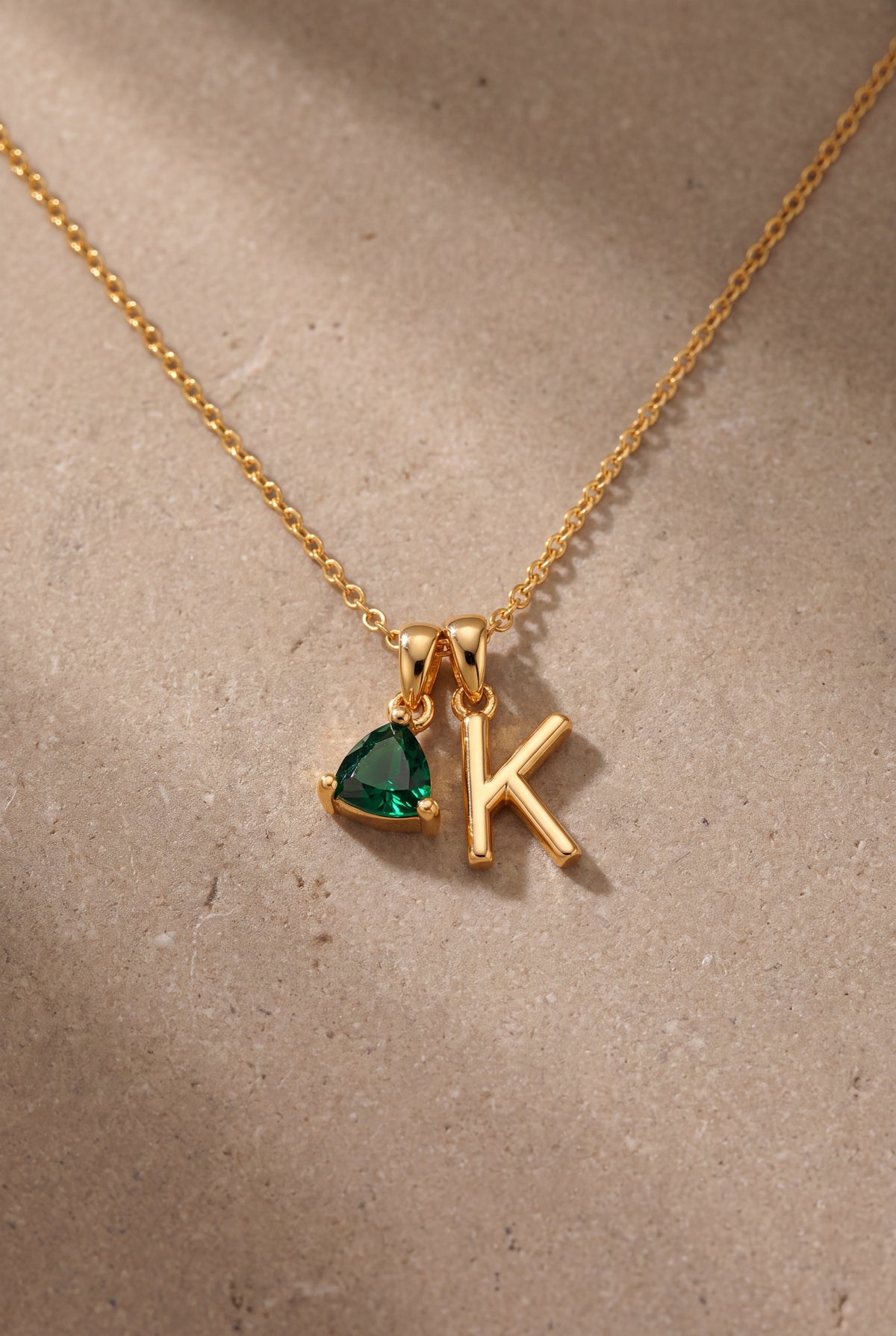 Initial & Trillion Birthstone Charm Necklace – product detail