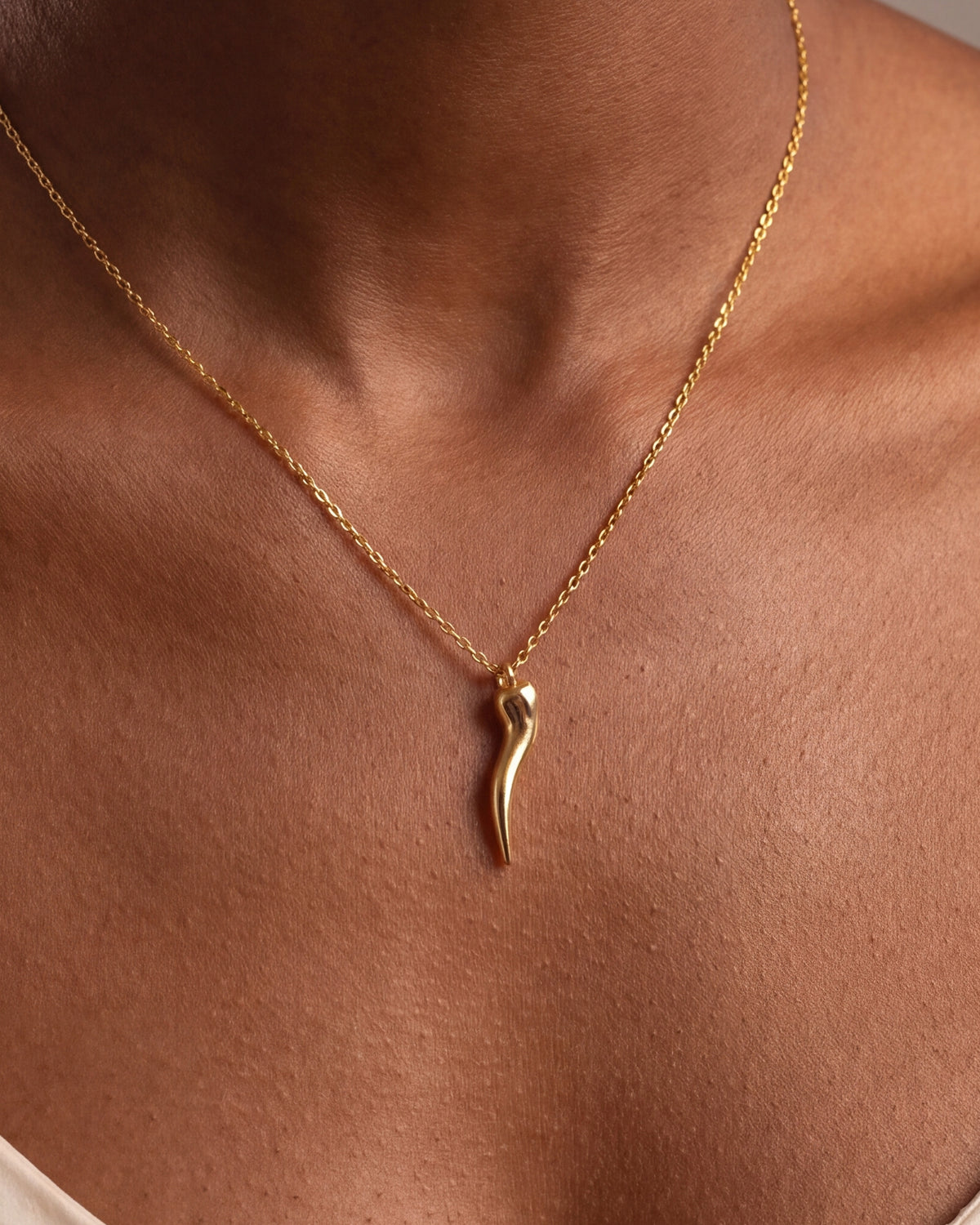 Italian Horn Necklace – close-up