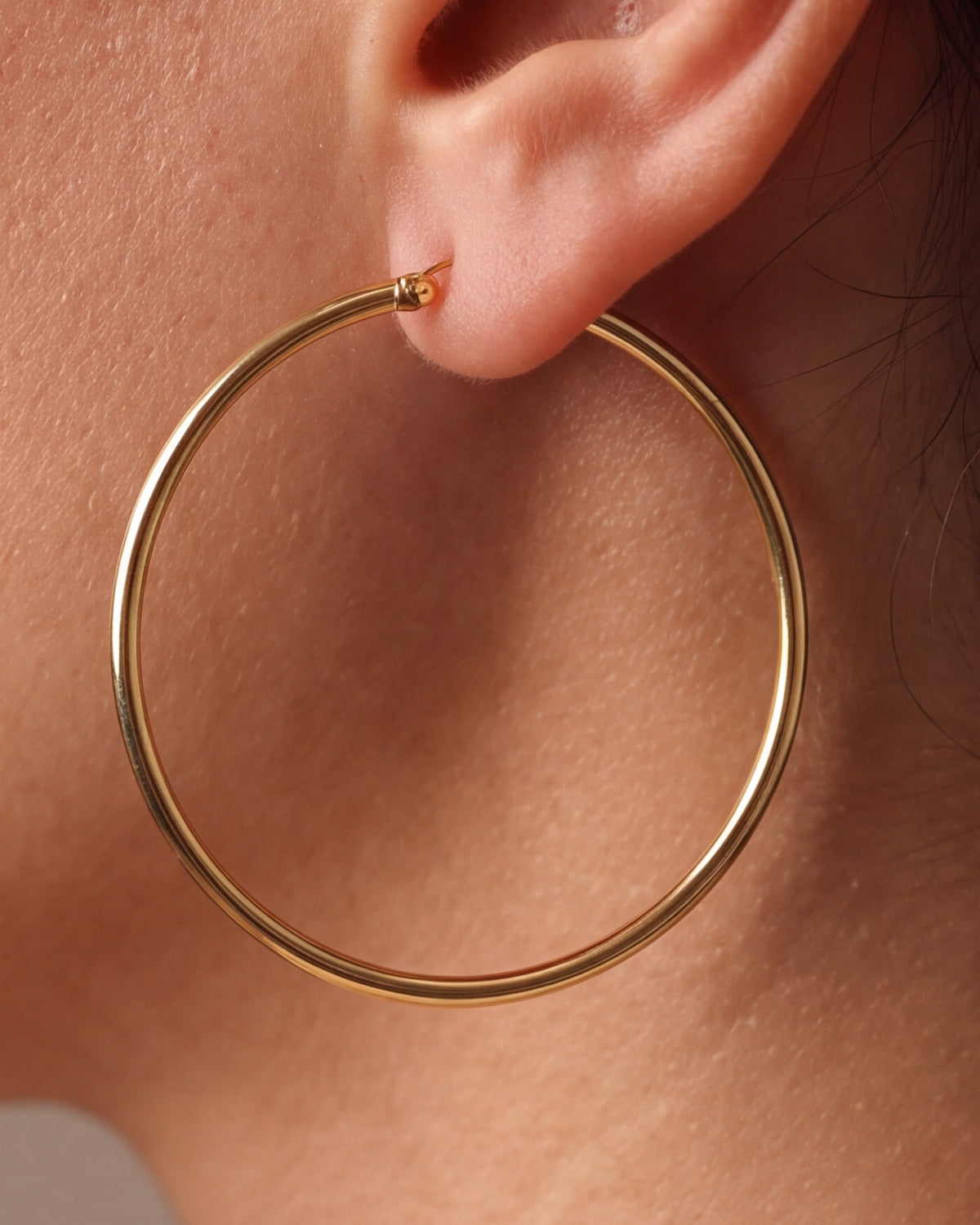 Large Thin Hoop Earrings – close-up