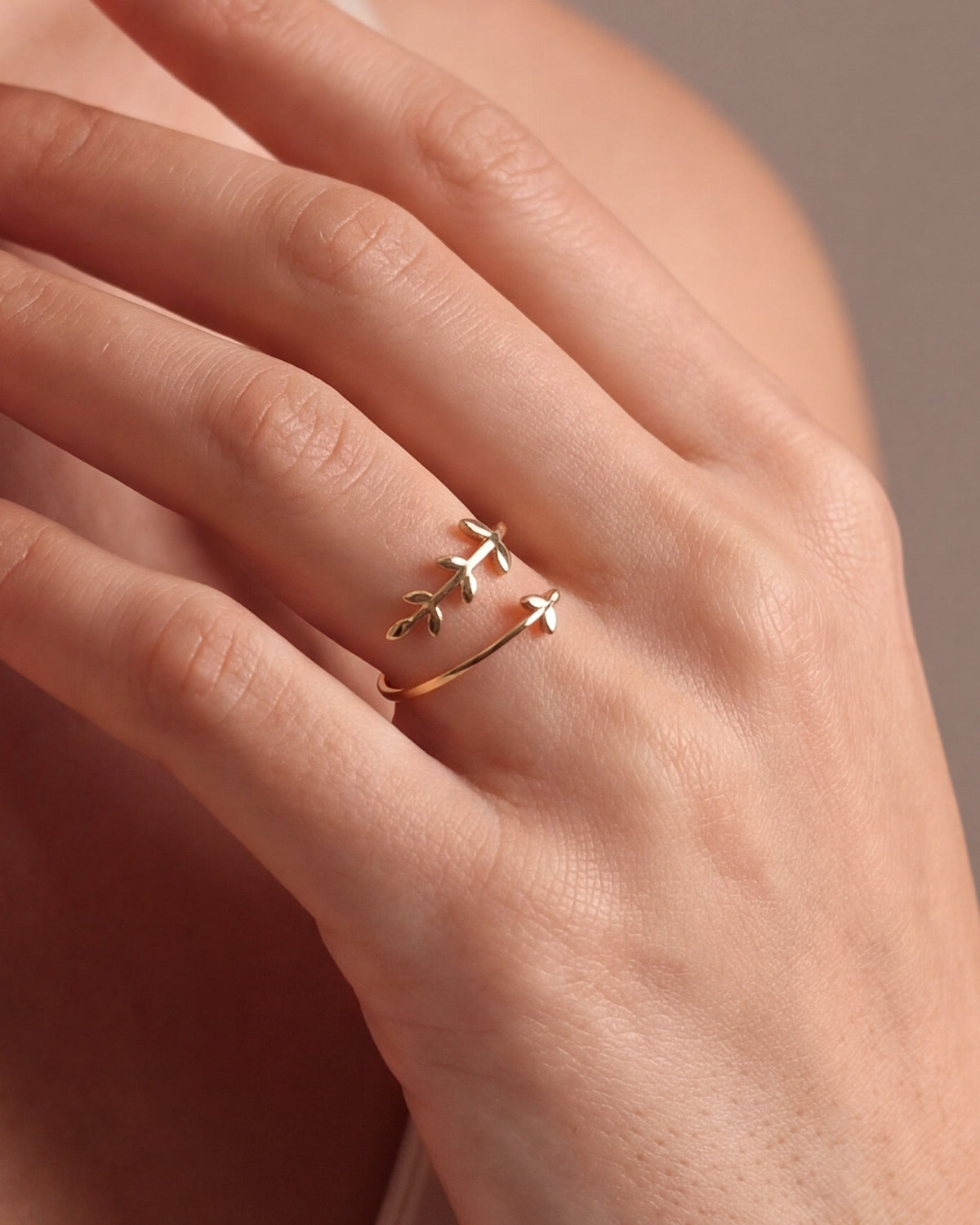 Leaf Branch Wrap Ring – close-up