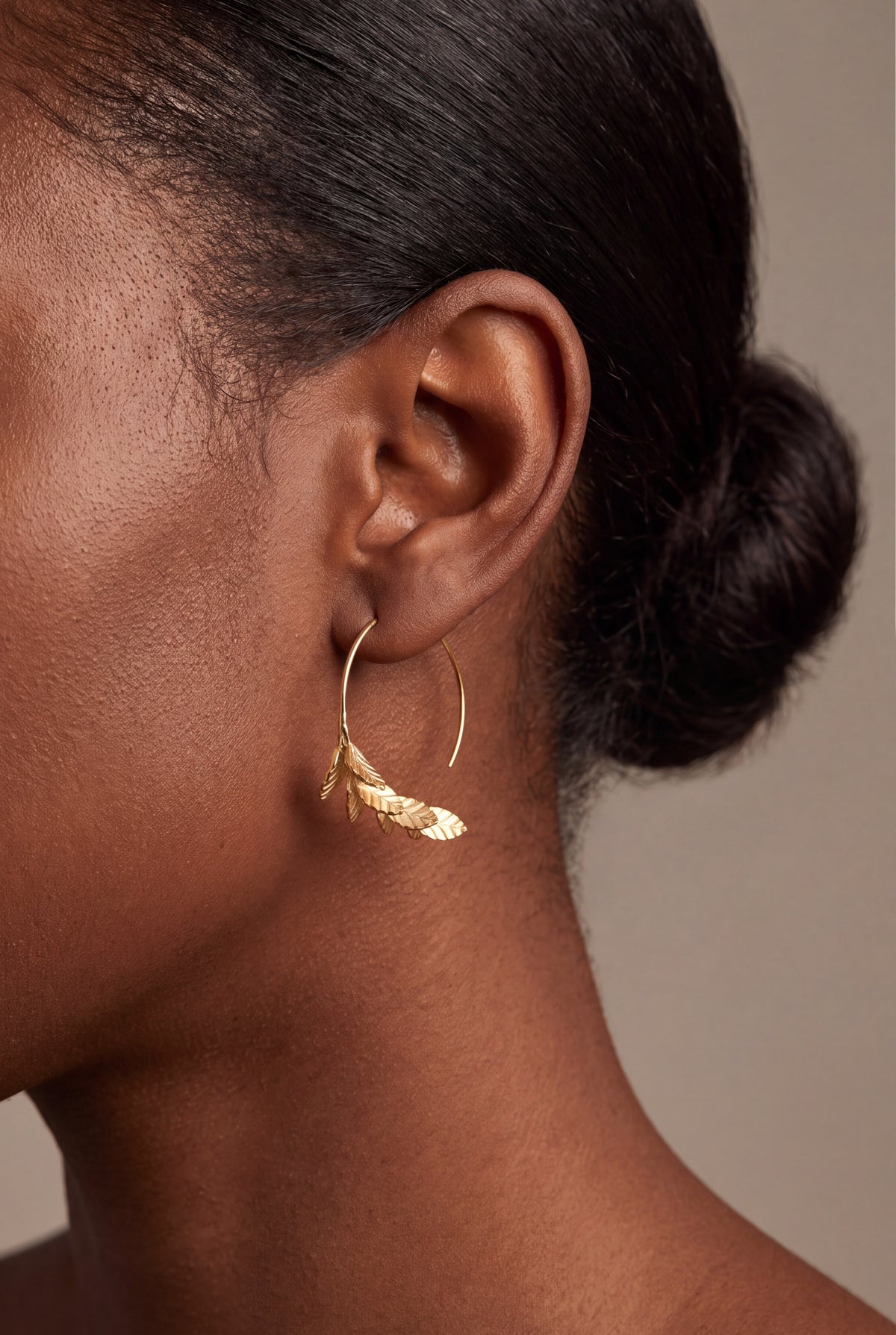 Leaf Sprig Hoop Earrings – on model