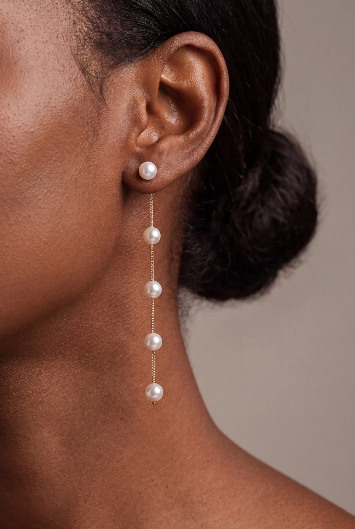 Long Pearl Chain Drop Earrings – on model