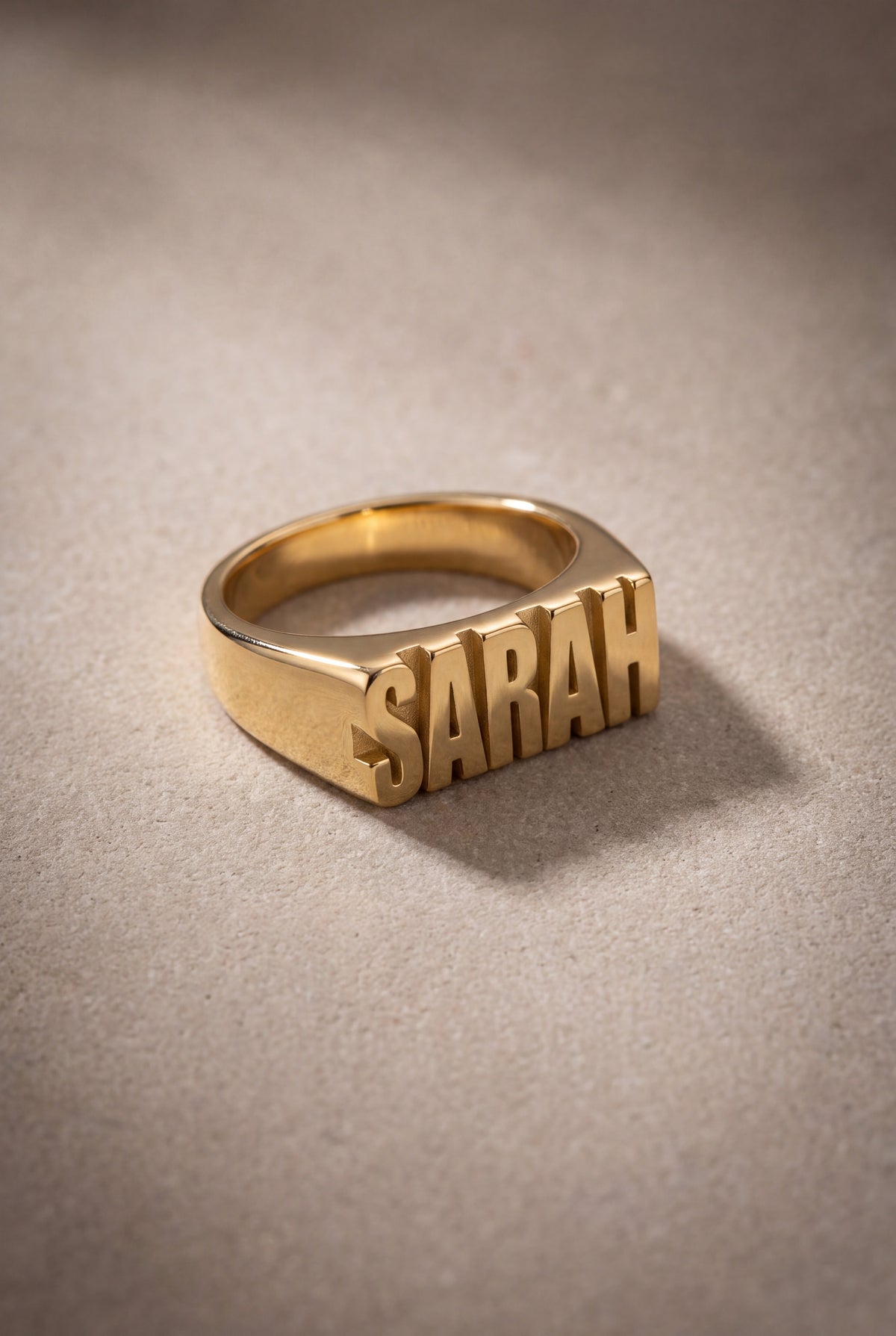 Men's Bold Block Letter Name Ring – product detail