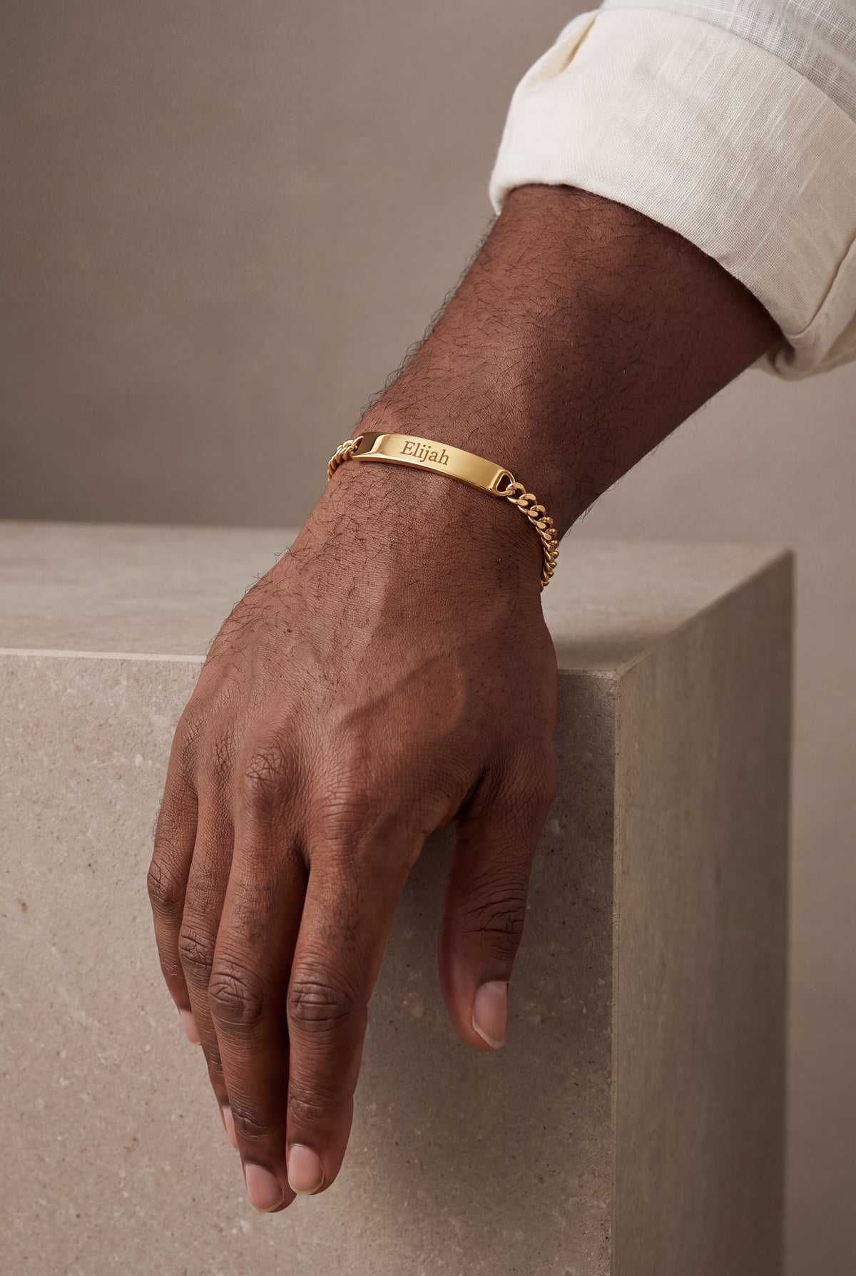 Men's Classic Engraved ID Bracelet – on model, second view