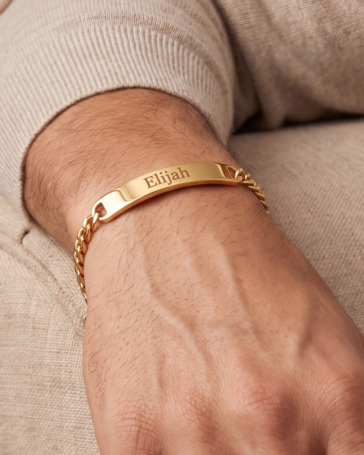 Men's Classic Engraved ID Bracelet – close-up
